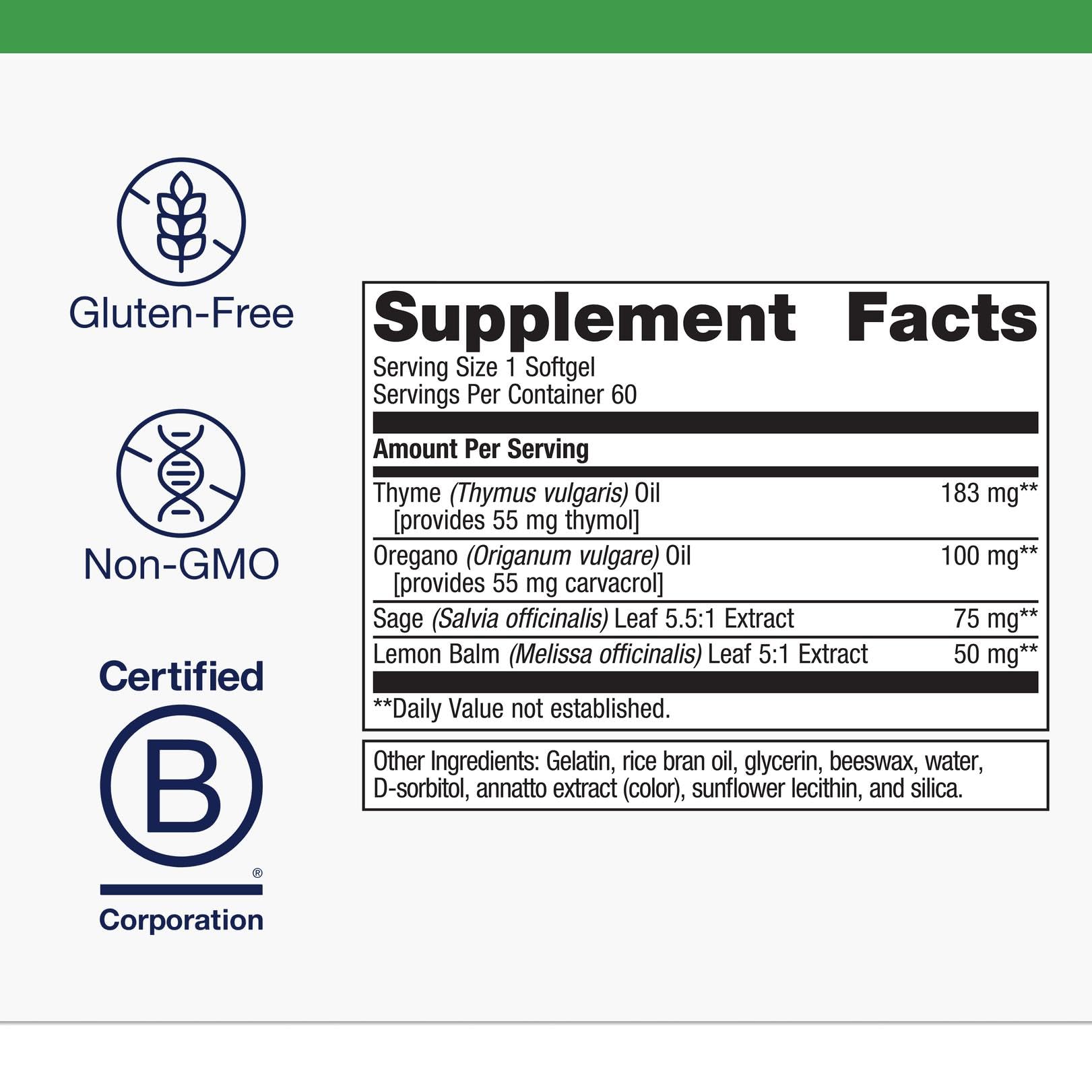 Metagenics CandiBactin-AR – Oregano & Thyme Oils with Sage & Lemon Balm | Enteric-Coated Gluten-Free Softgels