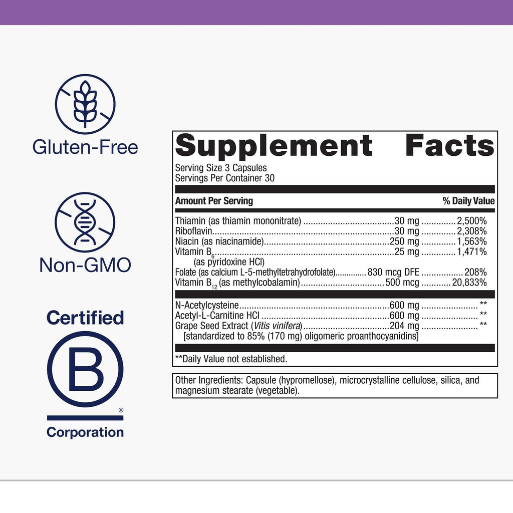 Metagenics Ceralin Forte - Comprehensive Brain Health & Energy Metabolism Support* - with B Vitamins, Acetyl-L-Carnitine, N-Acetylcysteine & Niacin - Non-GMO, Gluten-Free - 90 Capsules