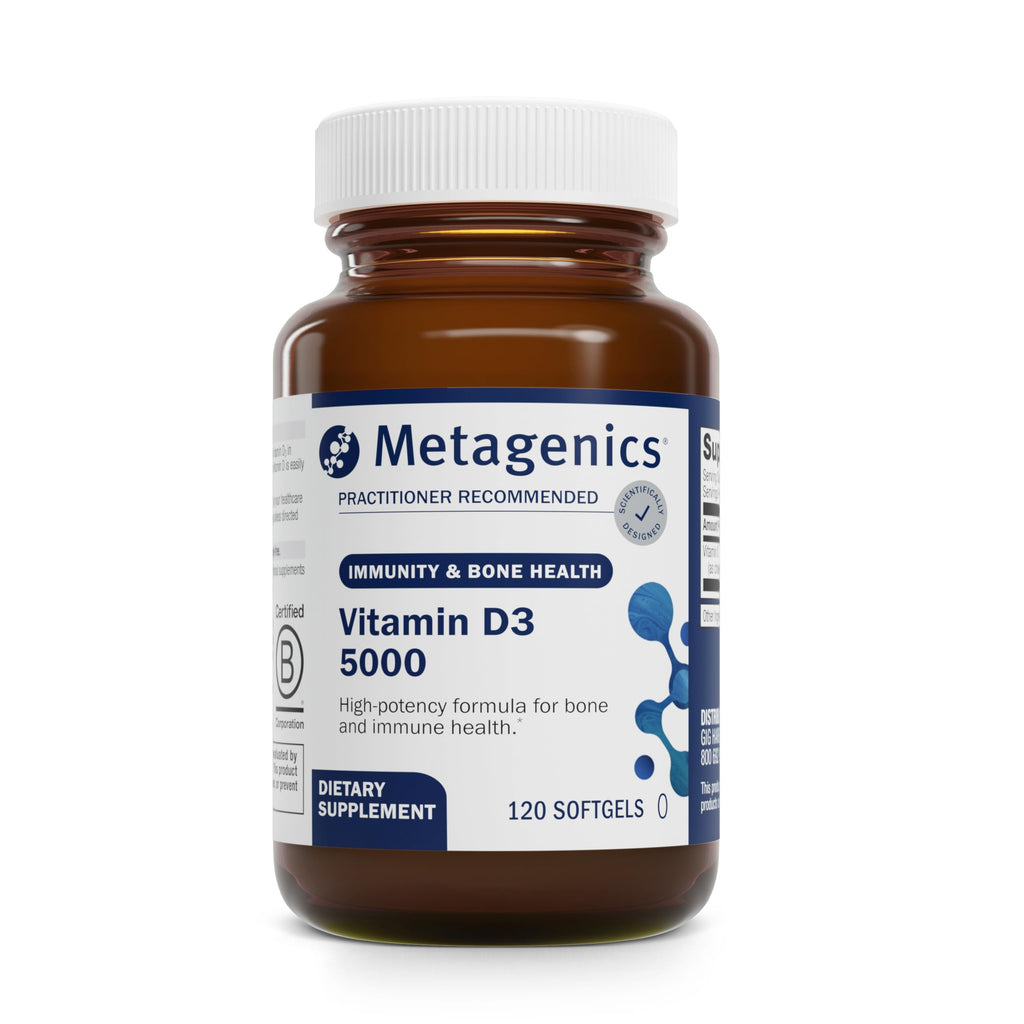 Metagenics Vitamin D3 5000 IU Softgels - High Potency 125 mcg in Coconut Oil, Non-GMO, Gluten-Free | 120 Count