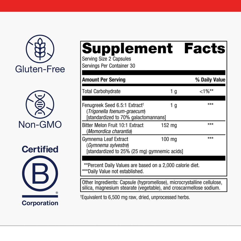 Metagenics Fenugreek Plus - Supports Healthy Metabolism* - Vegetarian Herbal Support - with Bitter Melon & Gymnema Extract - Non-GMO & Gluten-Free - 60 Capsules