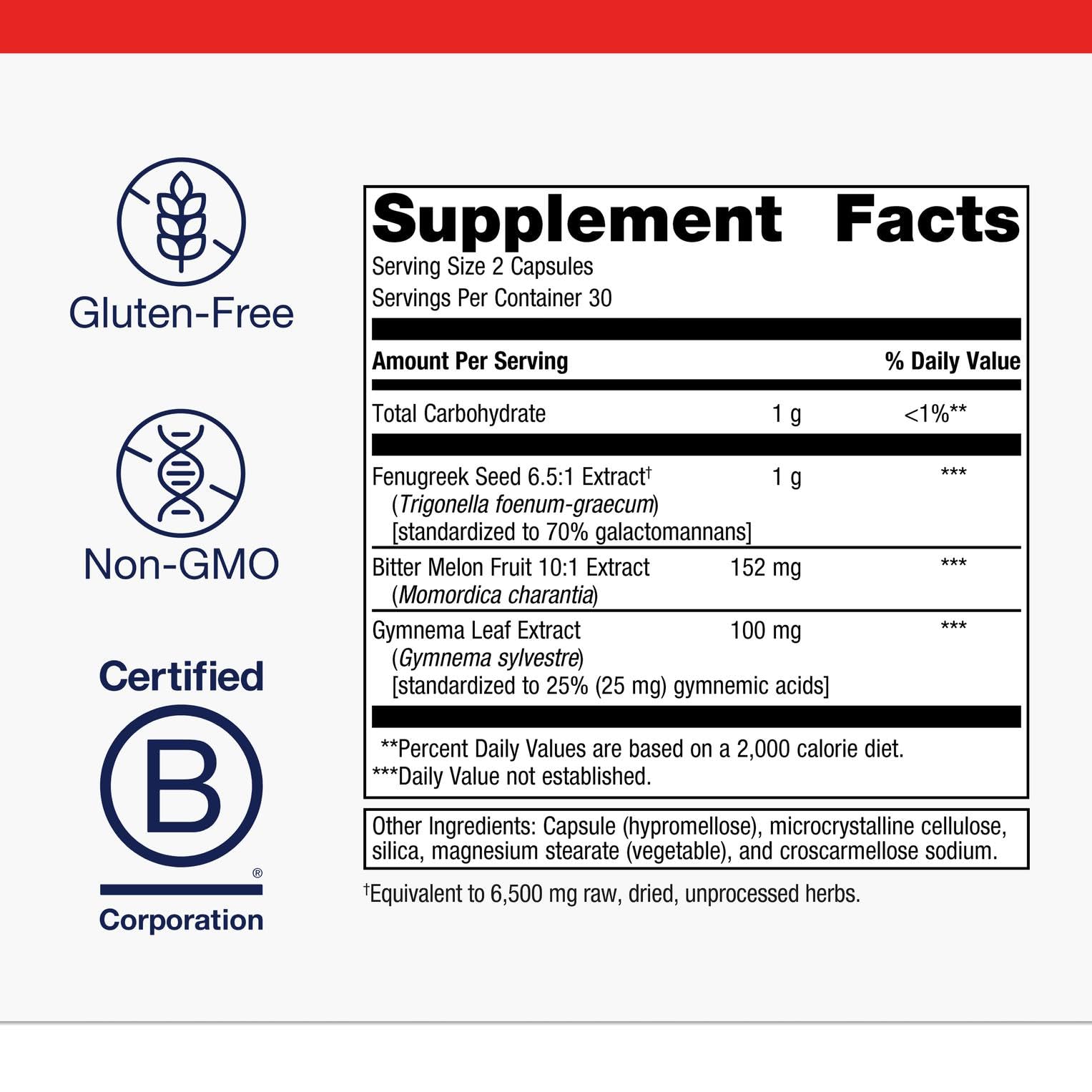 Metagenics Fenugreek Plus - Supports Healthy Metabolism* - Vegetarian Herbal Support - with Bitter Melon & Gymnema Extract - Non-GMO & Gluten-Free - 60 Capsules
