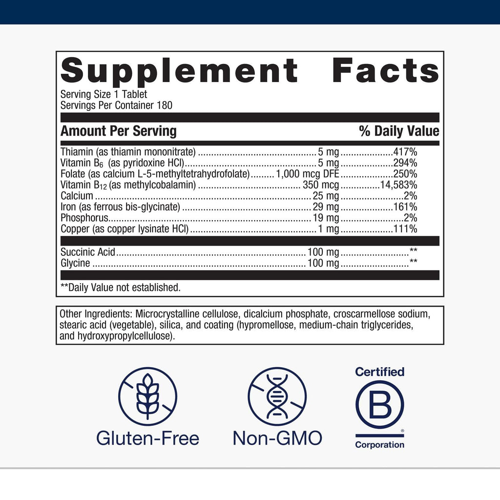 Metagenics Hemagenics Iron Supplement with B6, B12 & Folate – Non-GMO, Gluten-Free, Vegetarian (180 Tablets)