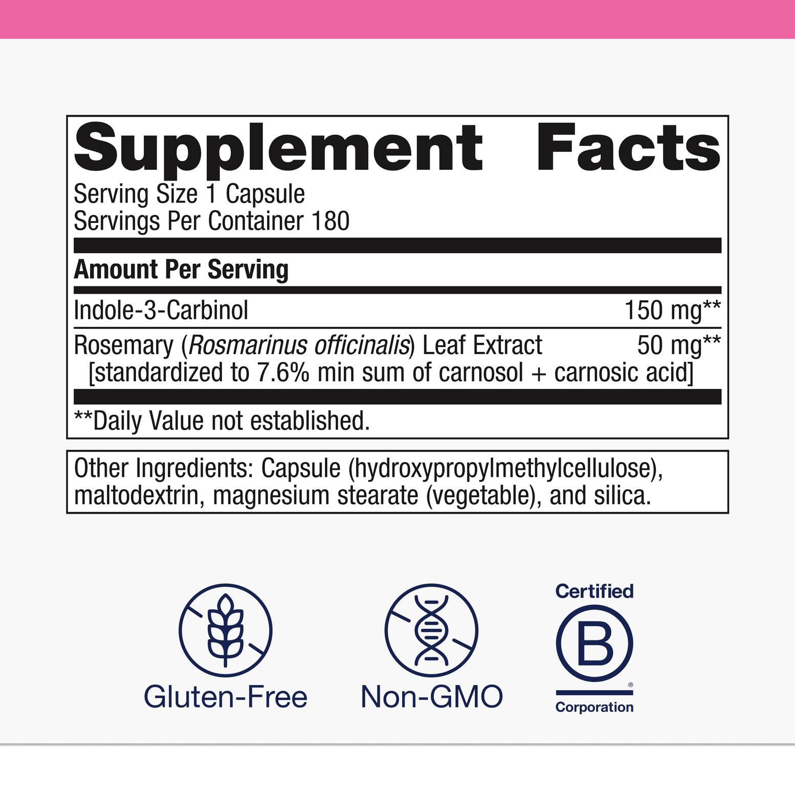 Metagenics Meta Indole-3-Carbinol Supplement - Estrogen Balance, Antioxidant & Liver Support | Non-GMO, Gluten-Free, Vegan | GMP-Certified Facility - 180 Capsules