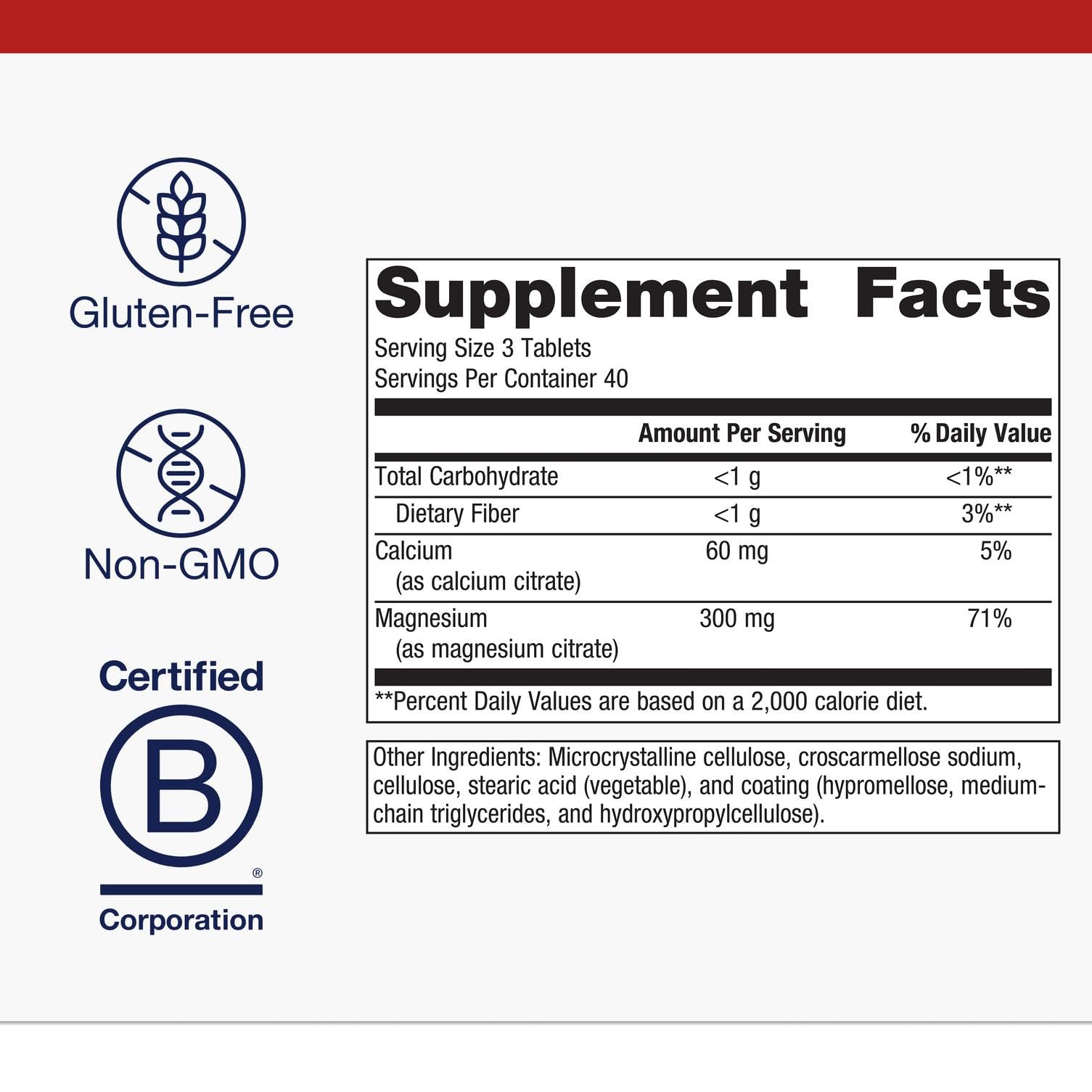 Metagenics Magnesium Citrate - 300 mg Magnesium & 60 mg Calcium Supplement - Chelated Minerals - Supports Muscle & Bone Health - Vegetarian & Gluten-Free - 120 Count