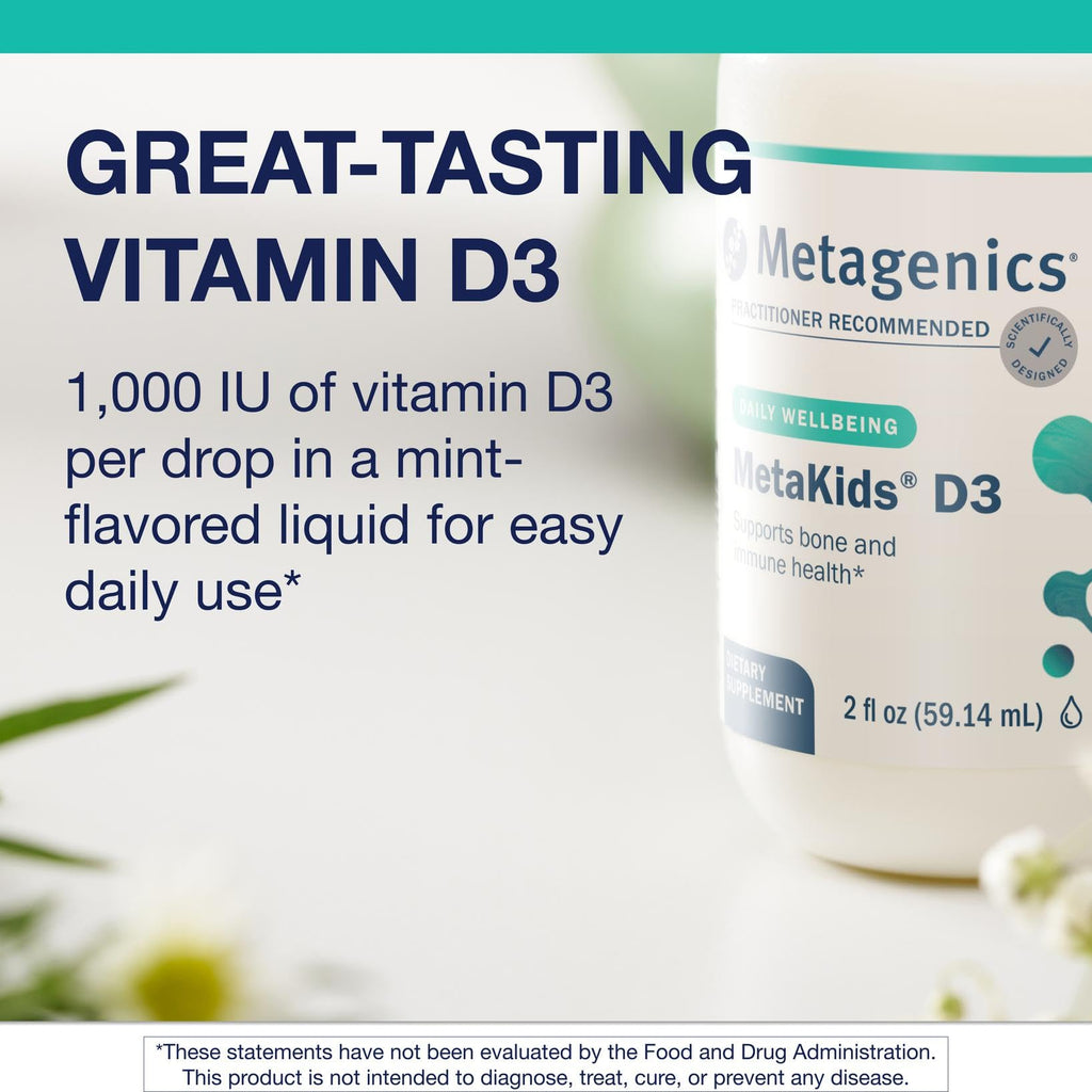 Metagenics MetaKids Vitamin D3 1000 IU Liquid Drops for Kids – Immune & Bone Health