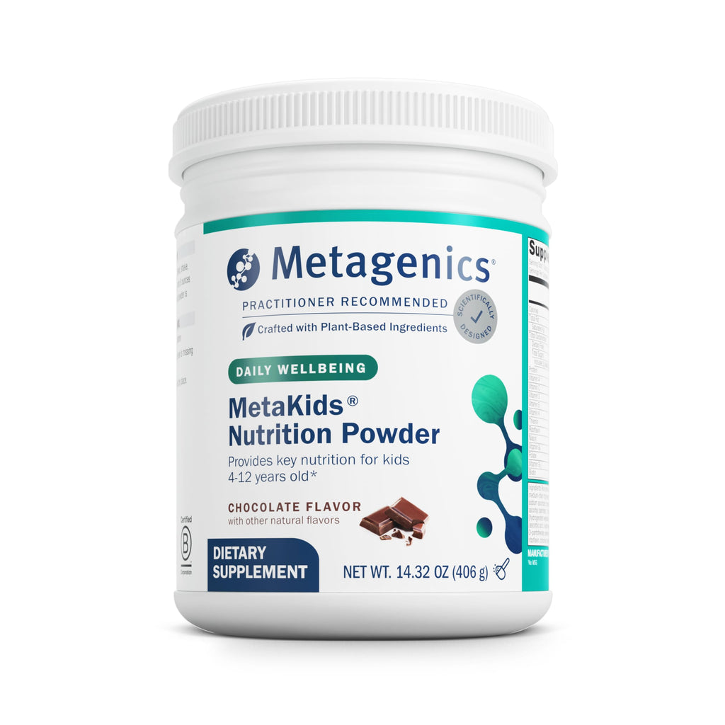 Metagenics MetaKids Nutrition Powder – Kids Multivitamin with Prebiotics, DHA, Protein (Non-GMO, Gluten-Free) Chocolate 14.32 oz