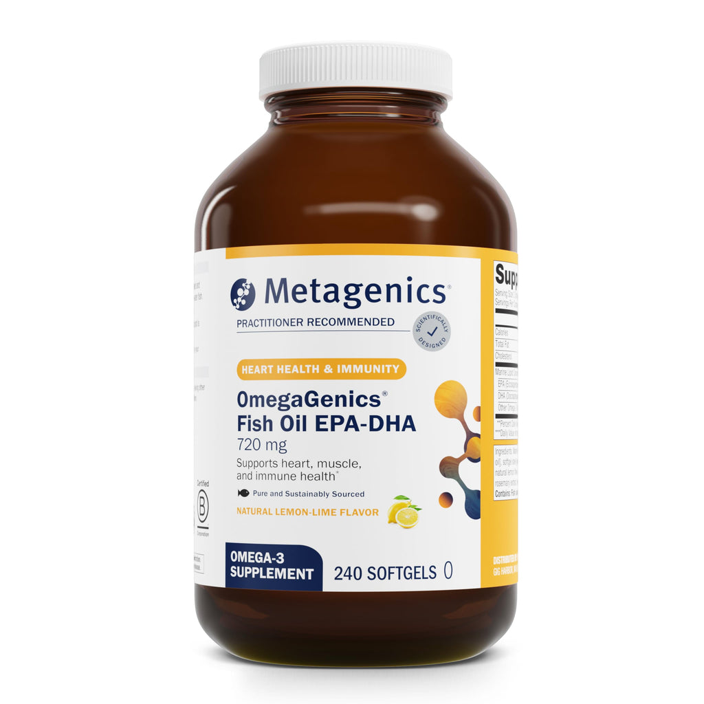 Metagenics OmegaGenics Fish Oil 720 mg EPA-DHA – High Potency, Purity-Tested, Sustainably Sourced | 240 Softgels