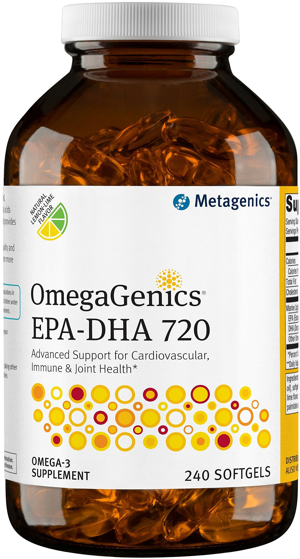 Metagenics OmegaGenics Fish Oil 720 mg EPA-DHA – High Potency, Purity-Tested, Sustainably Sourced | 240 Softgels