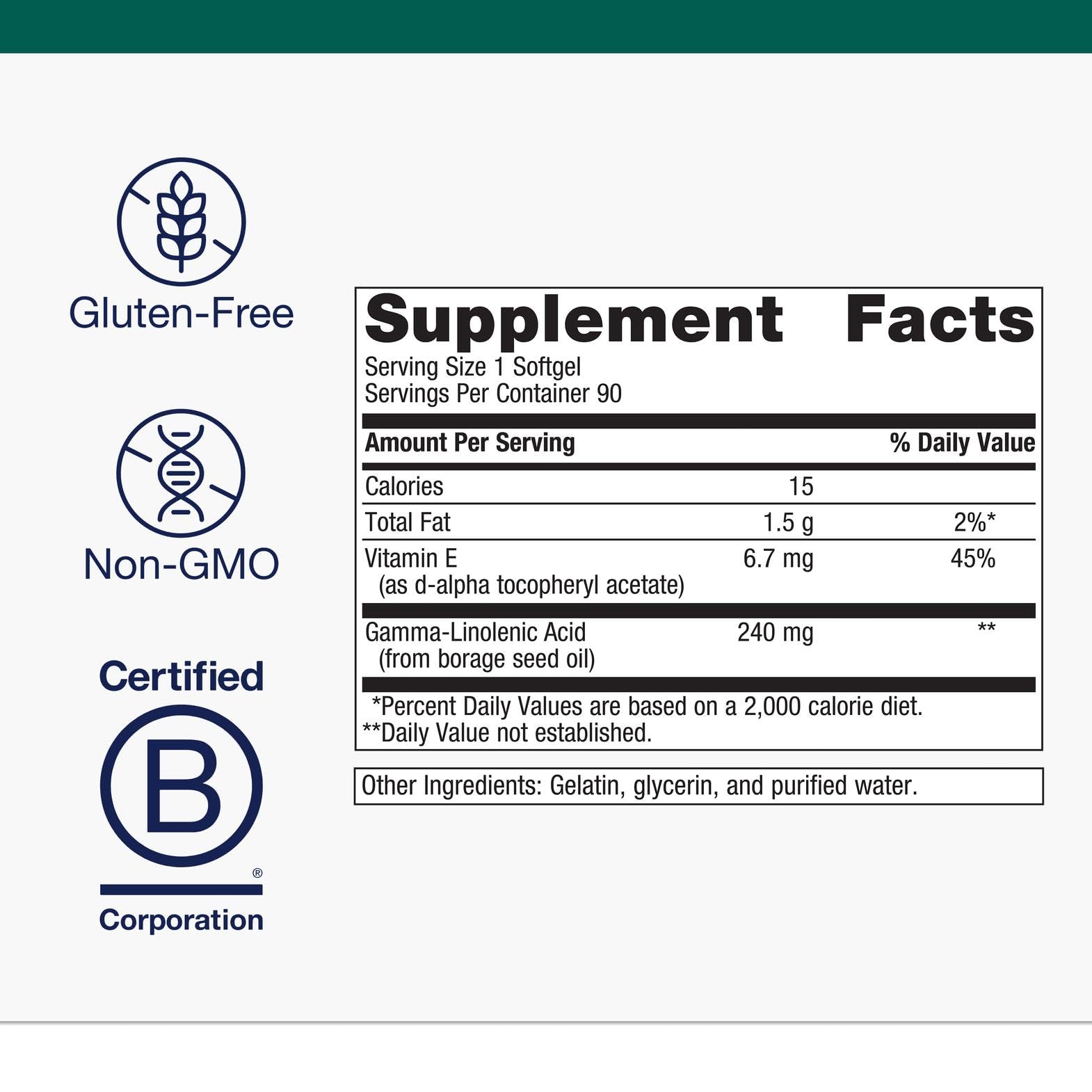Metagenics OmegaGenics Borage Seed GLA Oil 240 mg - 90 Softgels | Skin & Heart Health*
