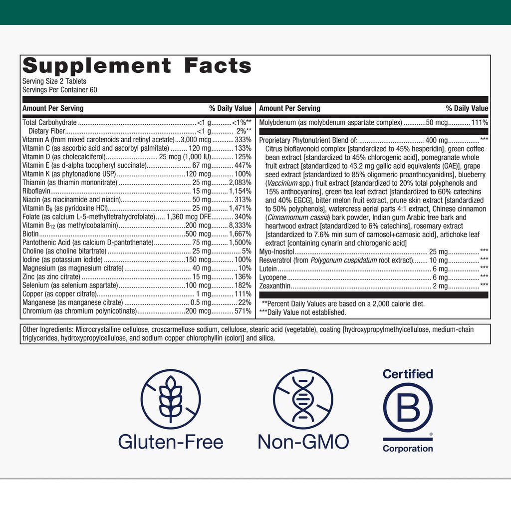 Metagenics PhytoMulti Without Iron – Daily Multivitamin for Men & Women | 20+ Vitamins, Non-GMO & Gluten-Free | 120 Tablets