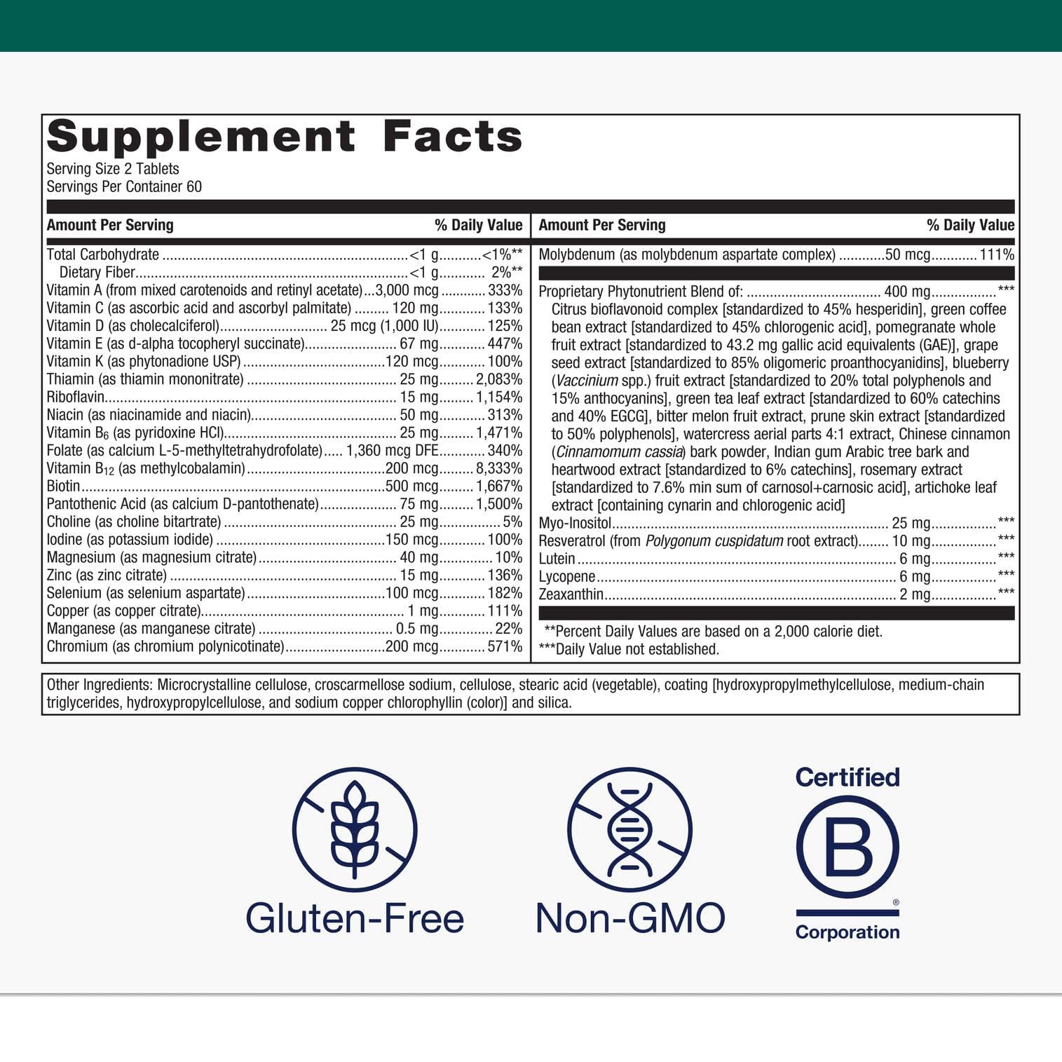 Metagenics PhytoMulti Without Iron – Daily Multivitamin for Men & Women | 20+ Vitamins, Non-GMO & Gluten-Free | 120 Tablets