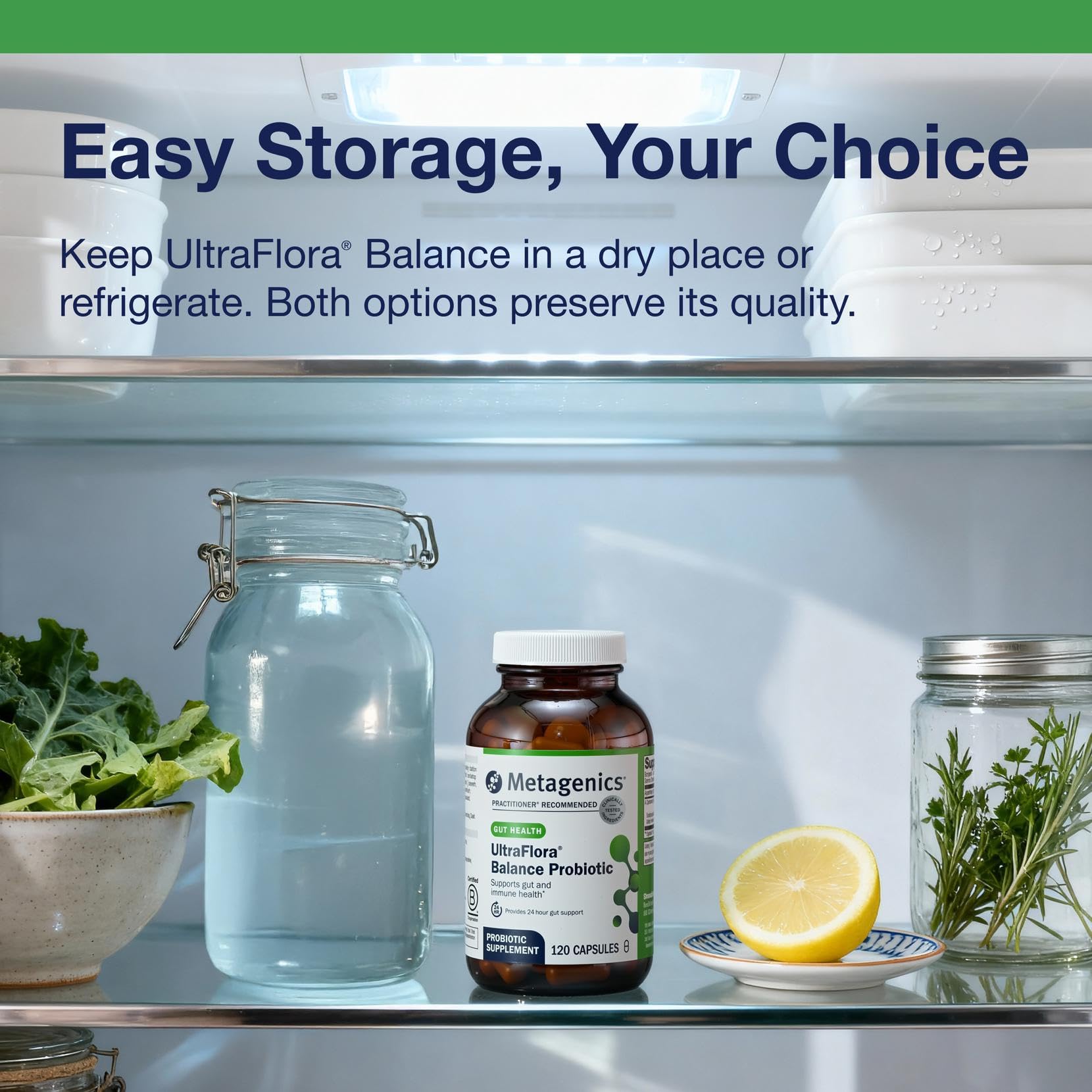 Metagenics UltraFlora Balance Probiotic - Shelf-Stable 15B CFU, 120 Capsules