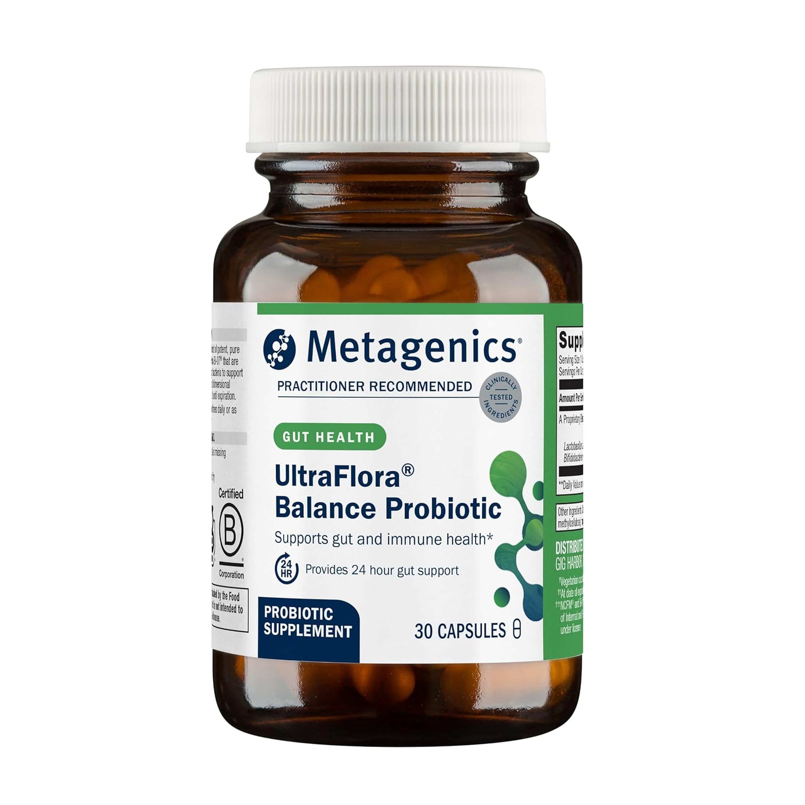 Metagenics UltraFlora Balance Probiotic – Shelf-Stable, 30 Capsules – Gut & Immune Support