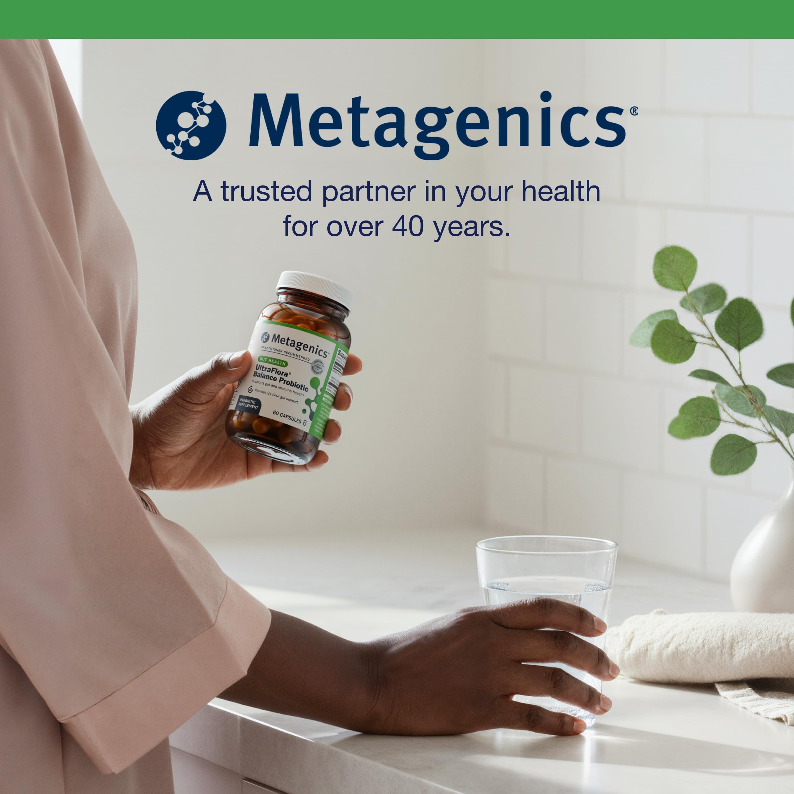 Metagenics UltraFlora Balance Probiotic – 15B CFU, Shelf-Stable, 60 Capsules – Non-GMO & Gluten-Free