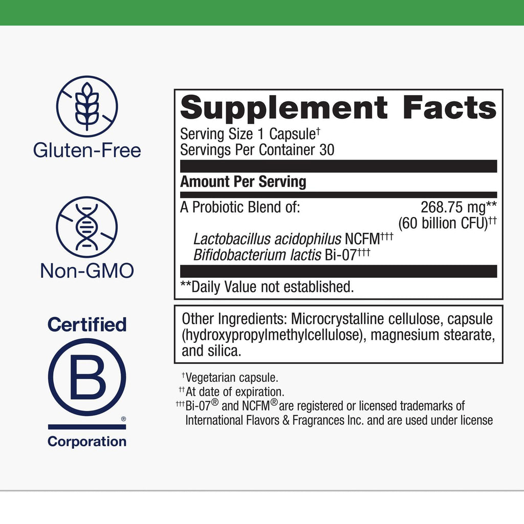 Metagenics UltraFlora IB Probiotic - 60 Bil CFU, 30 Capsules | Digestive Health & Bloat Relief