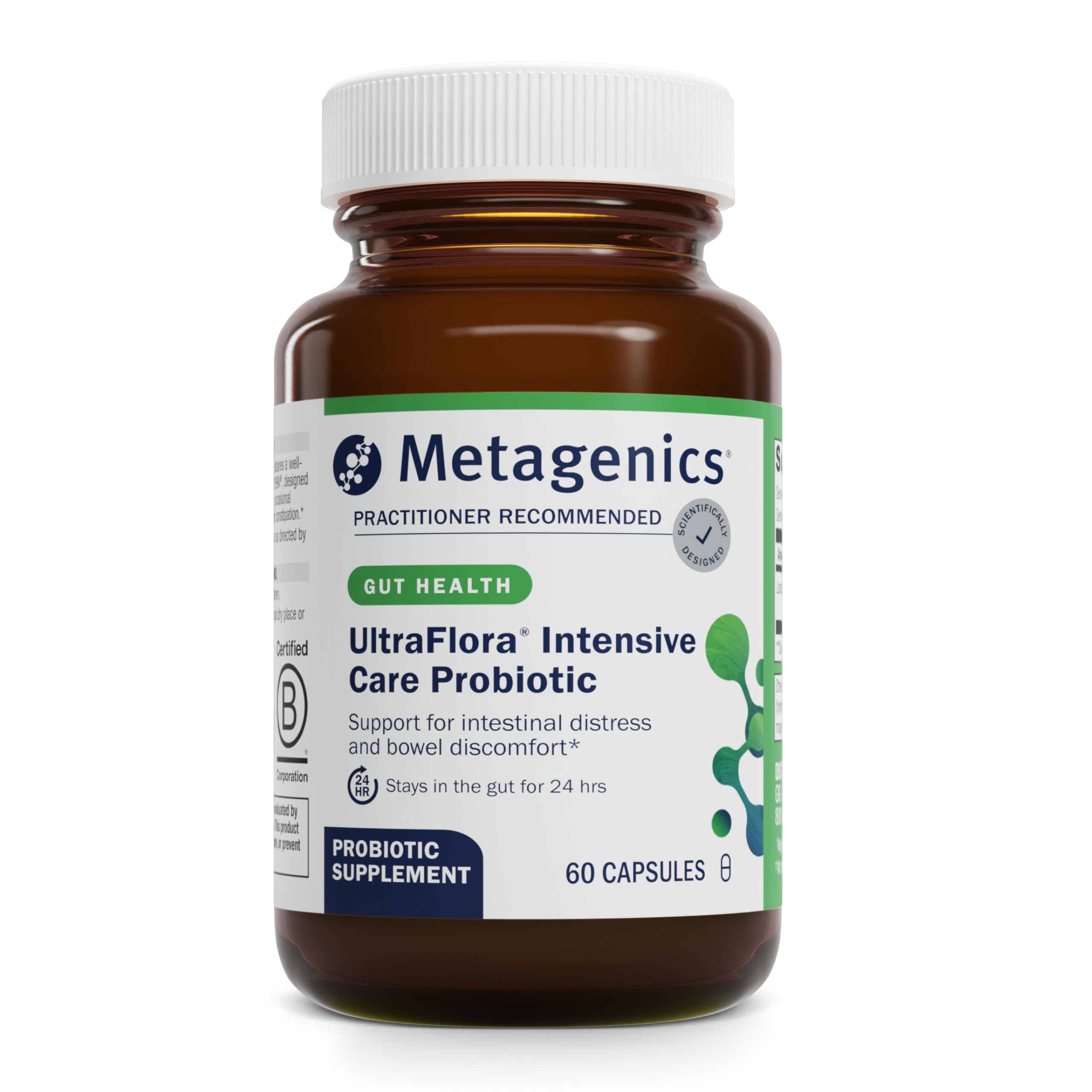 Metagenics UltraFlora Intensive Care Probiotic - 20 Billion CFU Lactobacillus plantarum 299v - Digestive Health, Bowel Regularity - Gluten-Free & Vegetarian - 60 Capsules