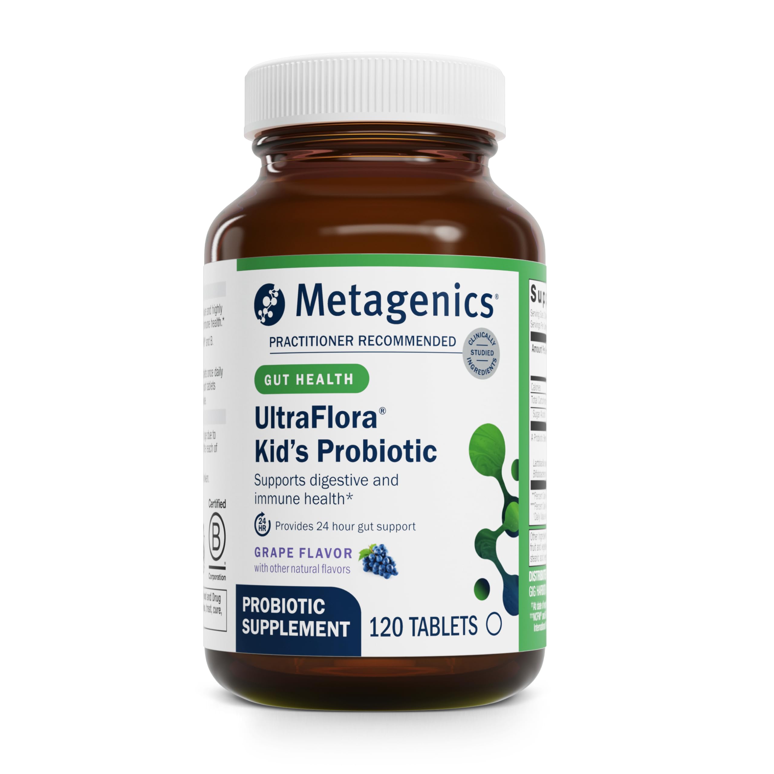 Metagenics UltraFlora Kids Probiotic – 10B CFU for Ages 3+ | 120 Count