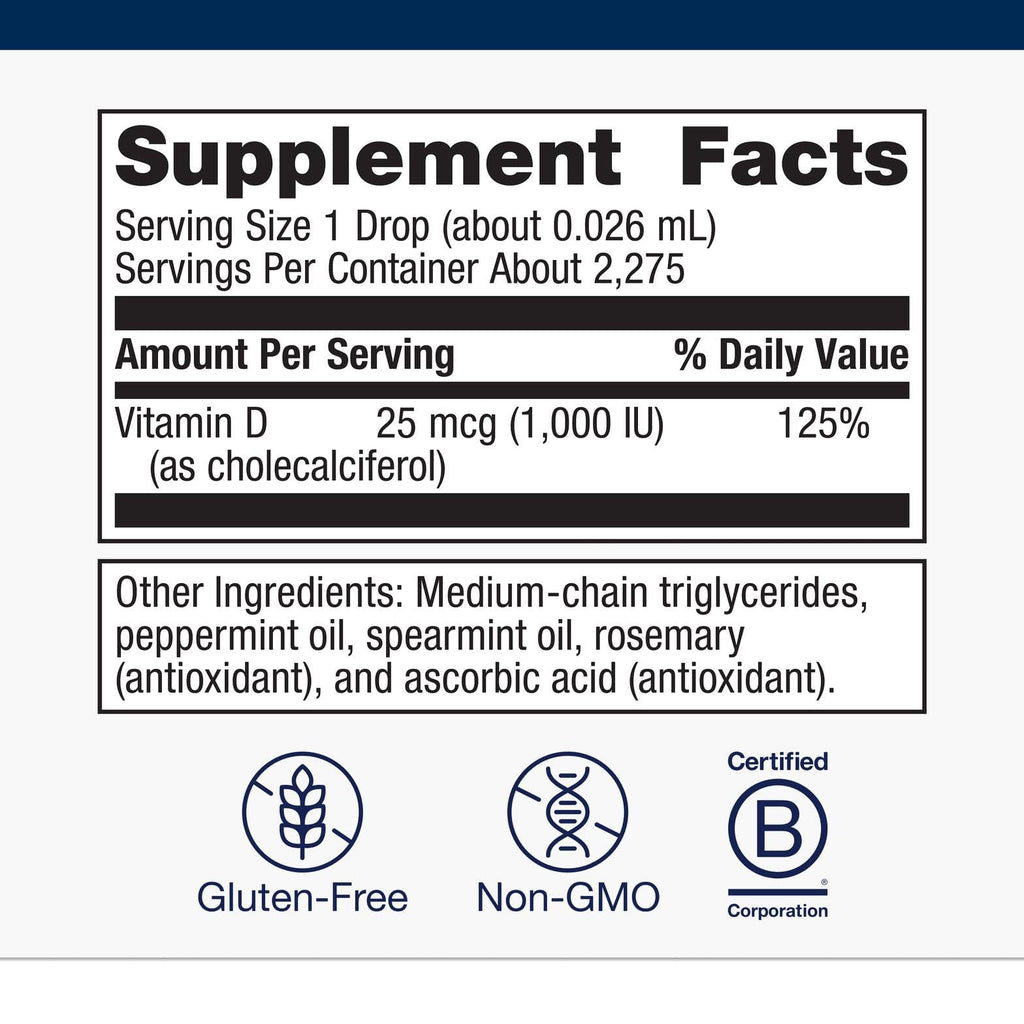 Metagenics Vitamin D3 Liquid 2oz – 2,275 Servings, Bone & Immune Support