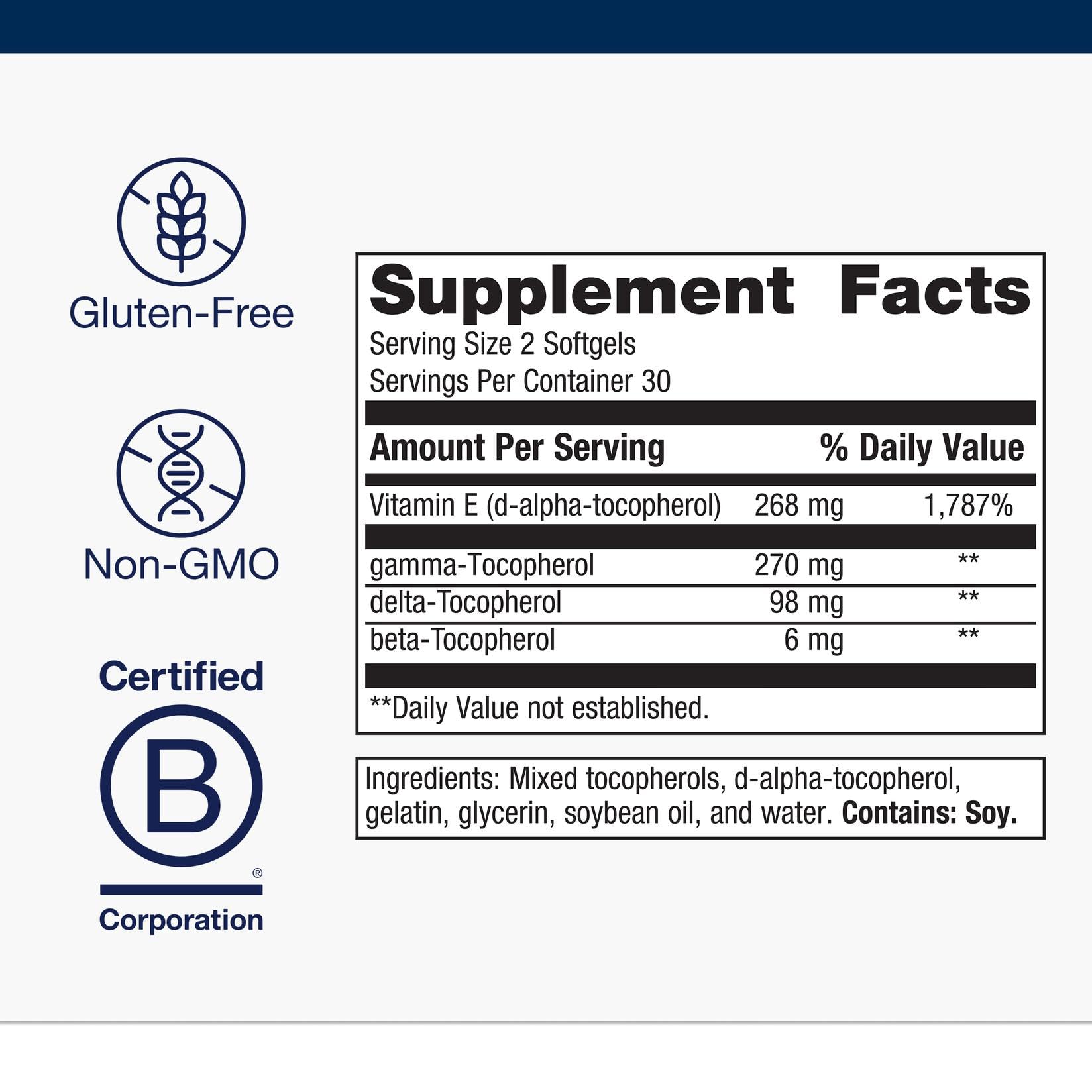 Metagenics Vitamin E Mixed Tocopherols - High Potency 60 Softgels | Non-GMO, Gluten-Free