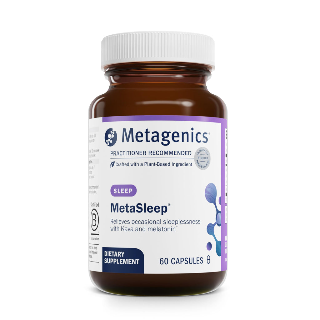 Metagenics MetaSleep Dual-Phase Melatonin Sleep Supplement – Kava Root, 60 Capsules – Non-GMO, Gluten-Free