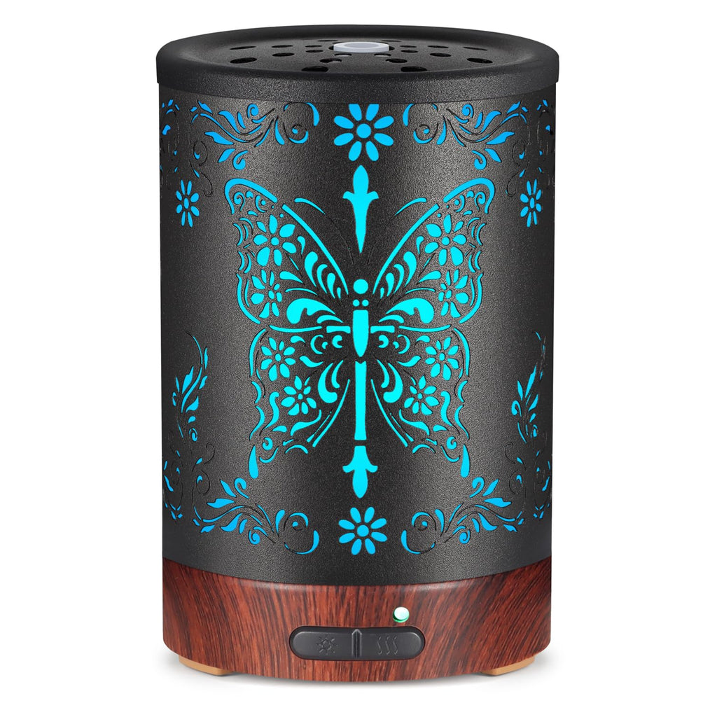 Metal Essential Oils Diffuser 150ML for Women Mom Grandma Wife – Ultrasonic with 7 Color Lights & Auto Off