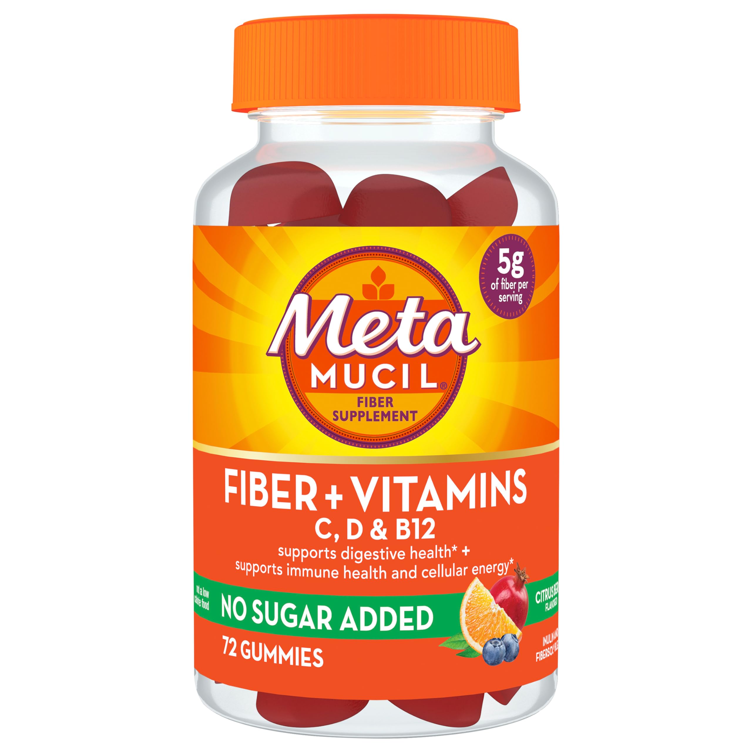 Metamucil Fiber Gummies - 72 Count, Citrus Berry, Digestive & Immune Support
