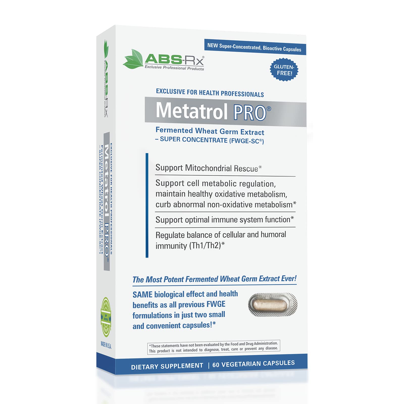 Metatrol PRO FWGE – Fermented Wheat Germ Extract – Gluten Free Immune Support – 60 Veg Capsules (41 mg) | American BioSciences