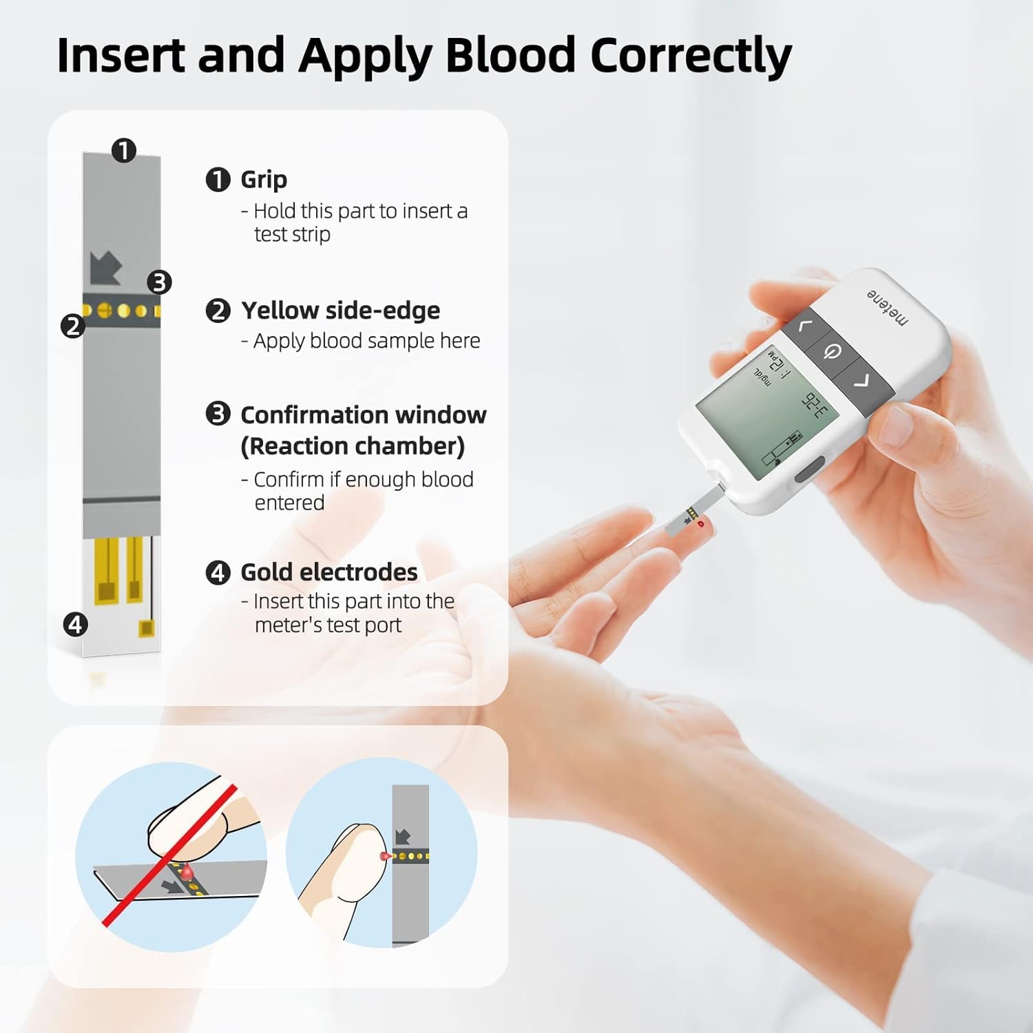 Metene AGM-513S Test Strips – 100 Count for AGM-513S Glucose Monitoring System