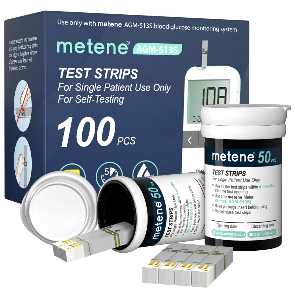 Metene AGM-513S Test Strips – 100 Count for AGM-513S Glucose Monitoring System