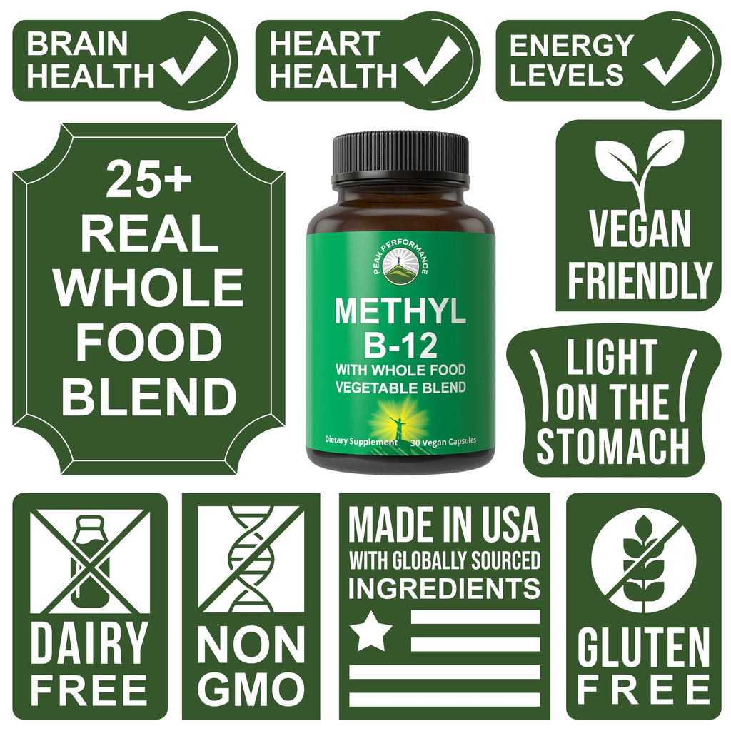 Methyl B12 Vitamin + Whole Food Blend – Vegan Methylcobalamin, 30 Day Supply