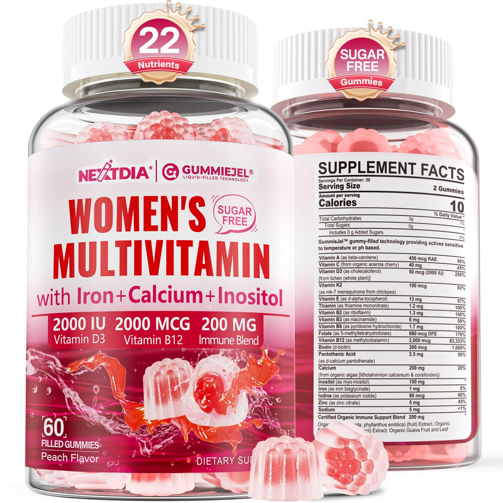 Methylated Multivitamin for Women Gummies – Vegan, Sugar Free, Calcium D3 K2, Iron, B12 | 60 Count