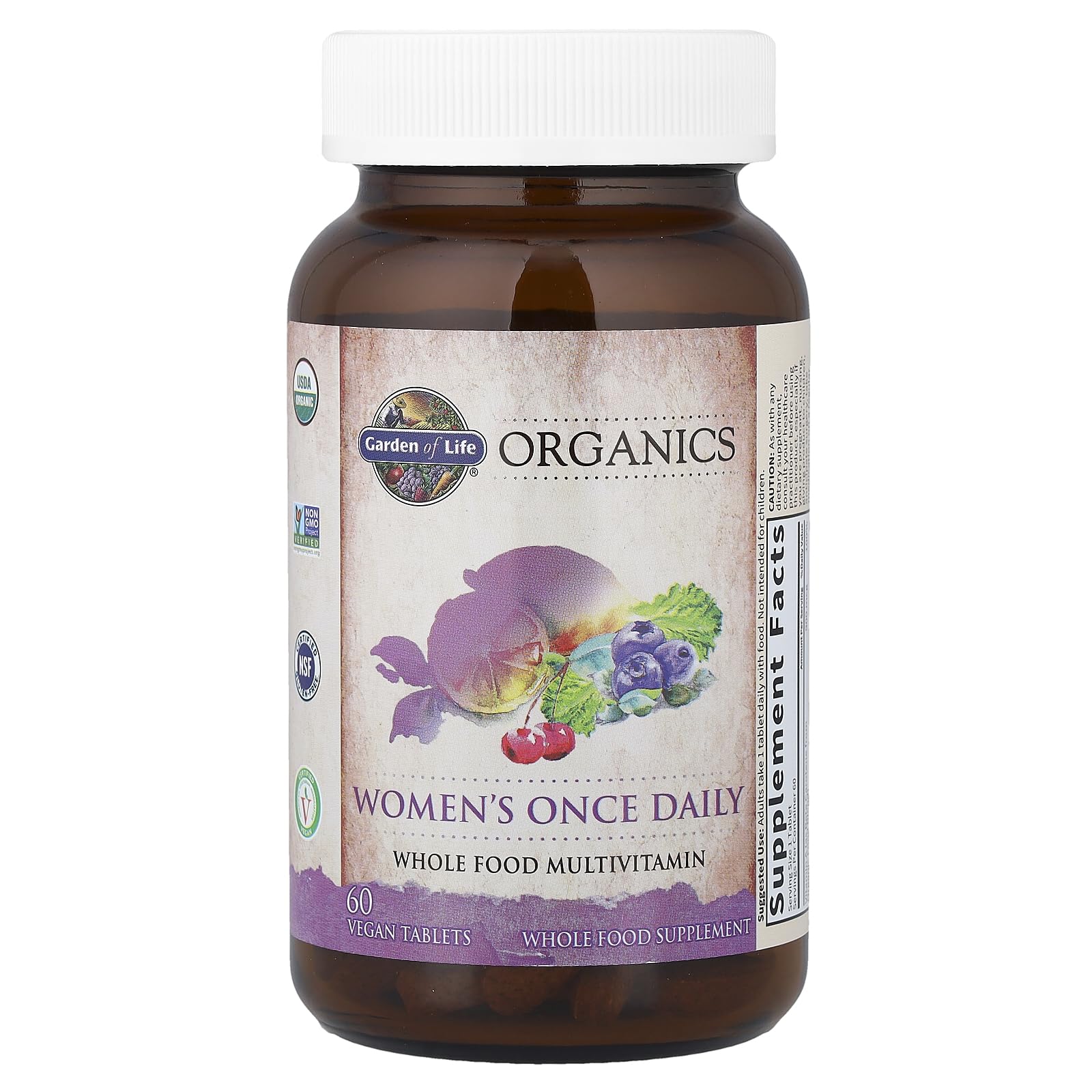 Garden of Life Organics Women’s Multivitamin – One Daily, Organic, Vegan (Iron 2.5mg) 60 Tablets