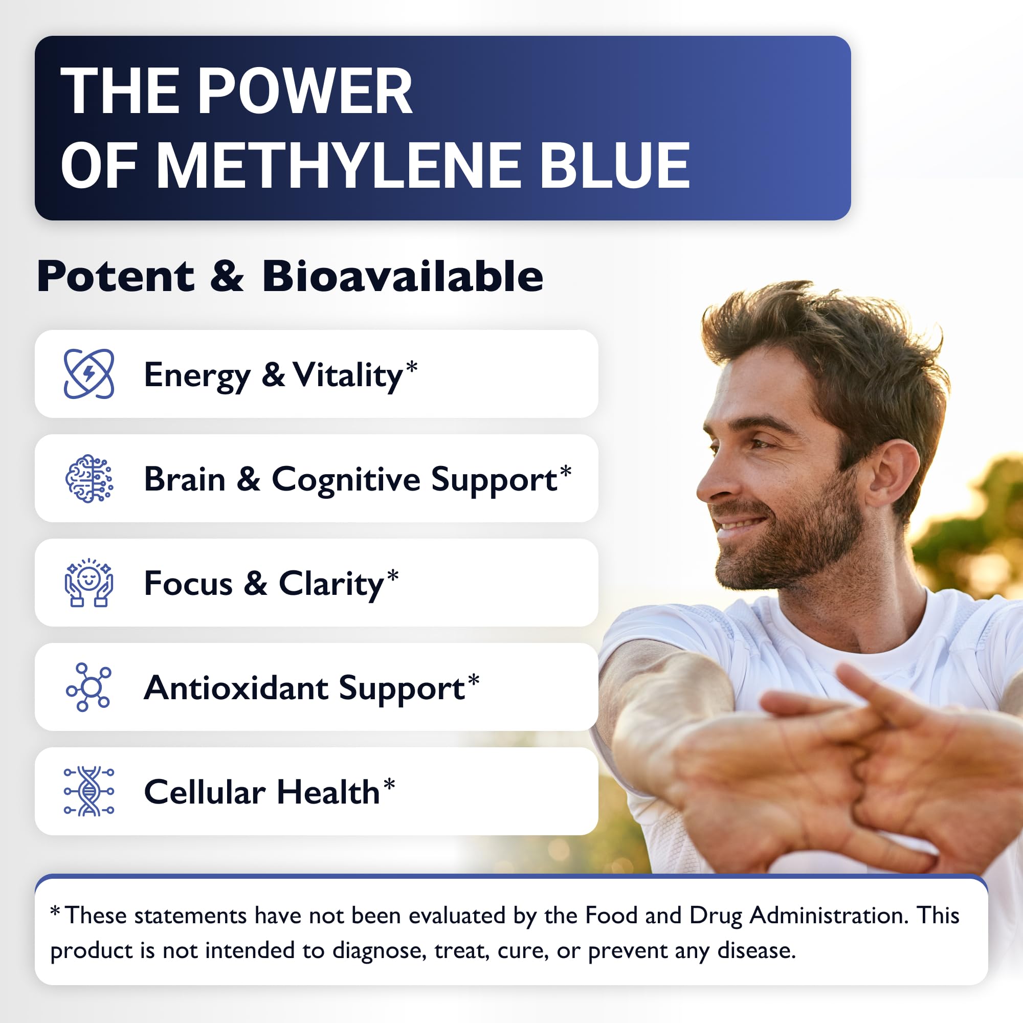 Methylene Blue Pharmaceutical Grade 10 mg - 60 Capsules | Made in USA - 2 Month Supply