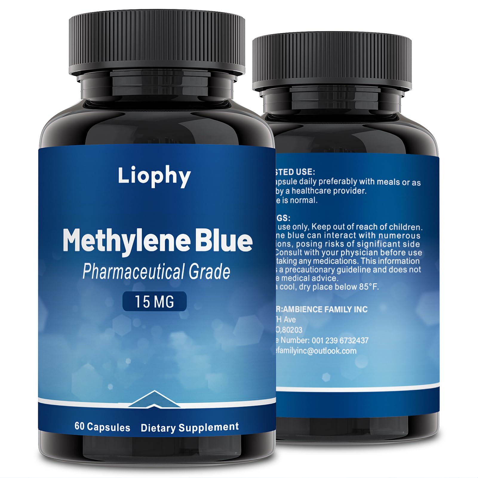 Liophy Methylene Blue Capsules – Premium 99% Methylene Blue with Vitamin C Ester | 60 Capsules Dietary Supplement