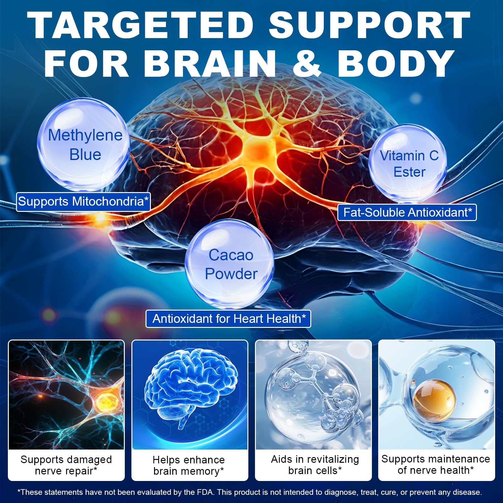 Methylene Blue Pharmaceutical Grade Supplement - 60 Capsules | Cognitive Support