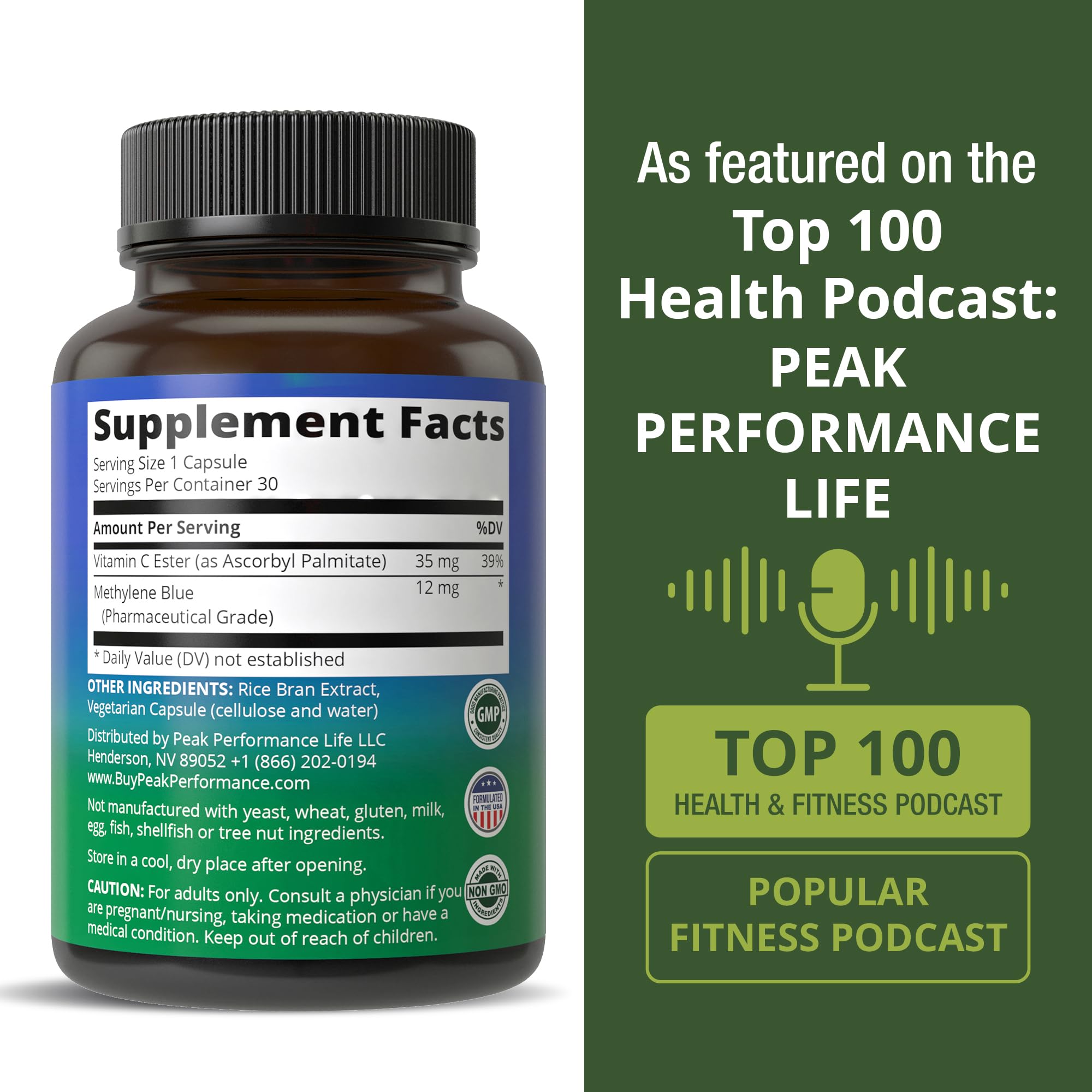 Methylene Blue Capsules – Ultra High Purity USP, Vegan & GMP