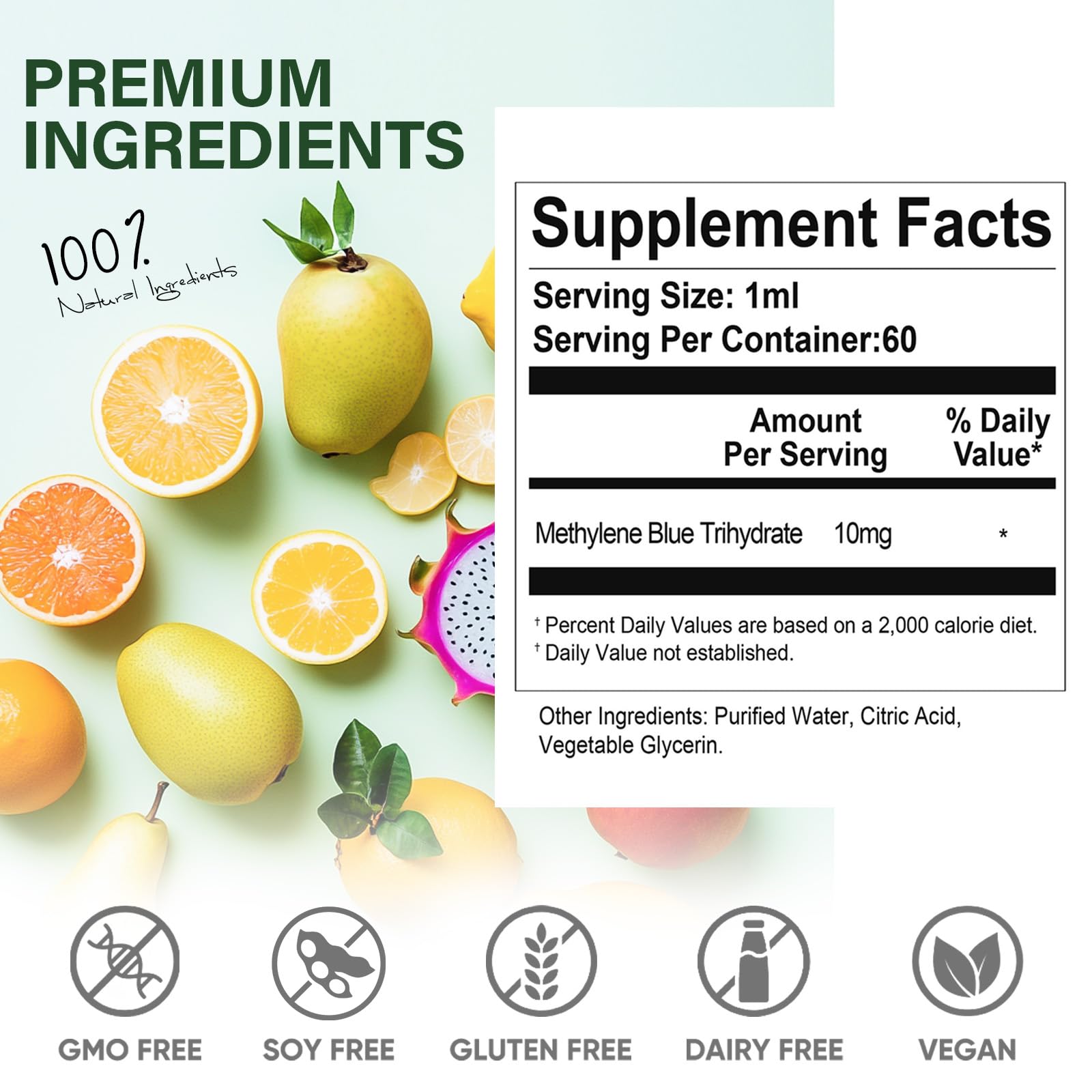 Methylene Blue Drops 1% - 2oz | Vegan & Non-GMO | Cellular & Cognitive Wellness