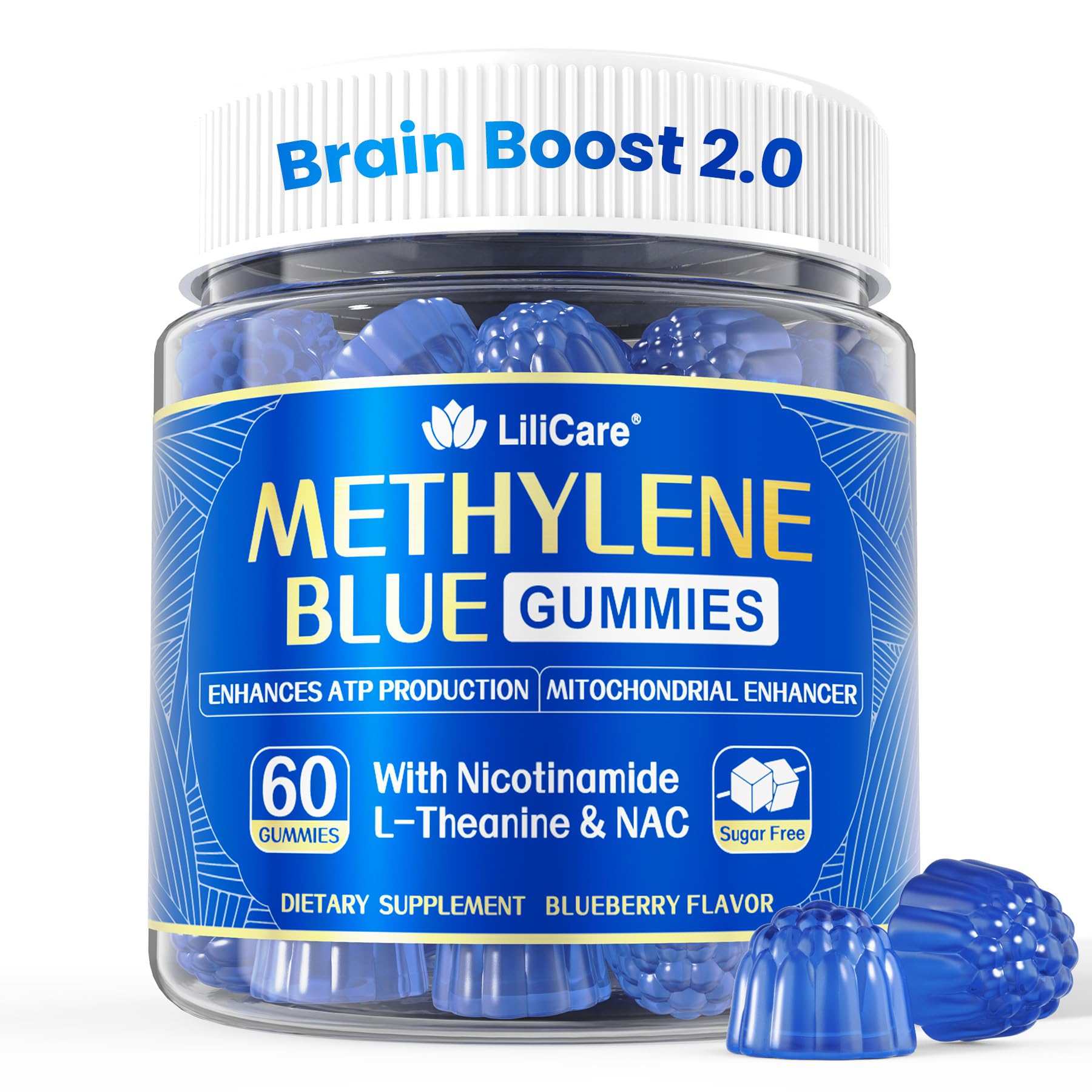 Methylene Blue Gummies for Humans | High-Potency Brain Booster & Antioxidant - Vegan 60 Count