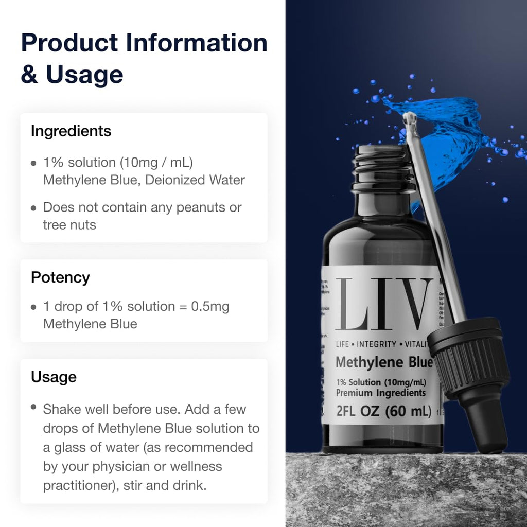 Pharmaceutical Grade Methylene Blue Liquid 60ml | LIV Premier Supplement