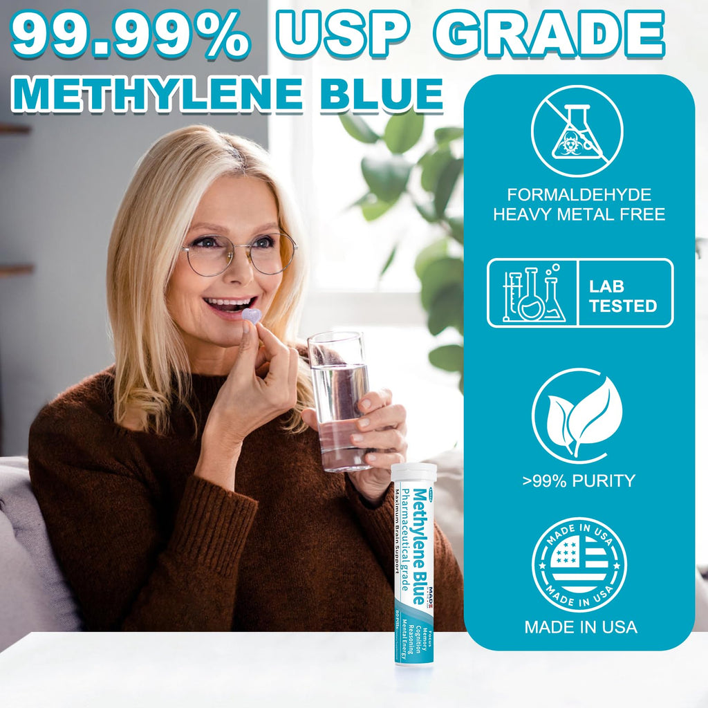 Methylene Blue Pharmaceutical Grade – Cognitive Support Nootropic (80 Pills) | Lab Tested