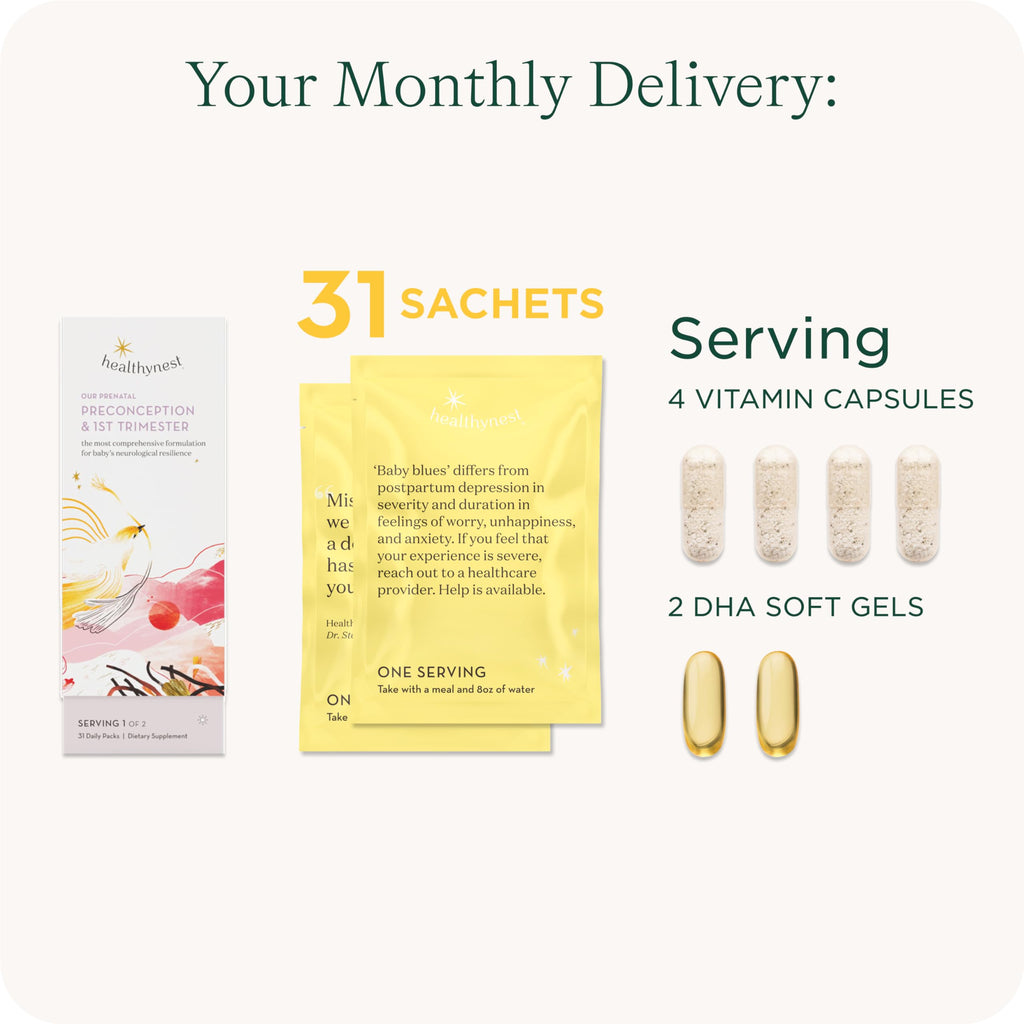 HealthyNest Postnatal & 4th Trimester Prenatal Vitamin | Made with Methylated Folate, Choline, DHA, Iron | 31 Day Supply