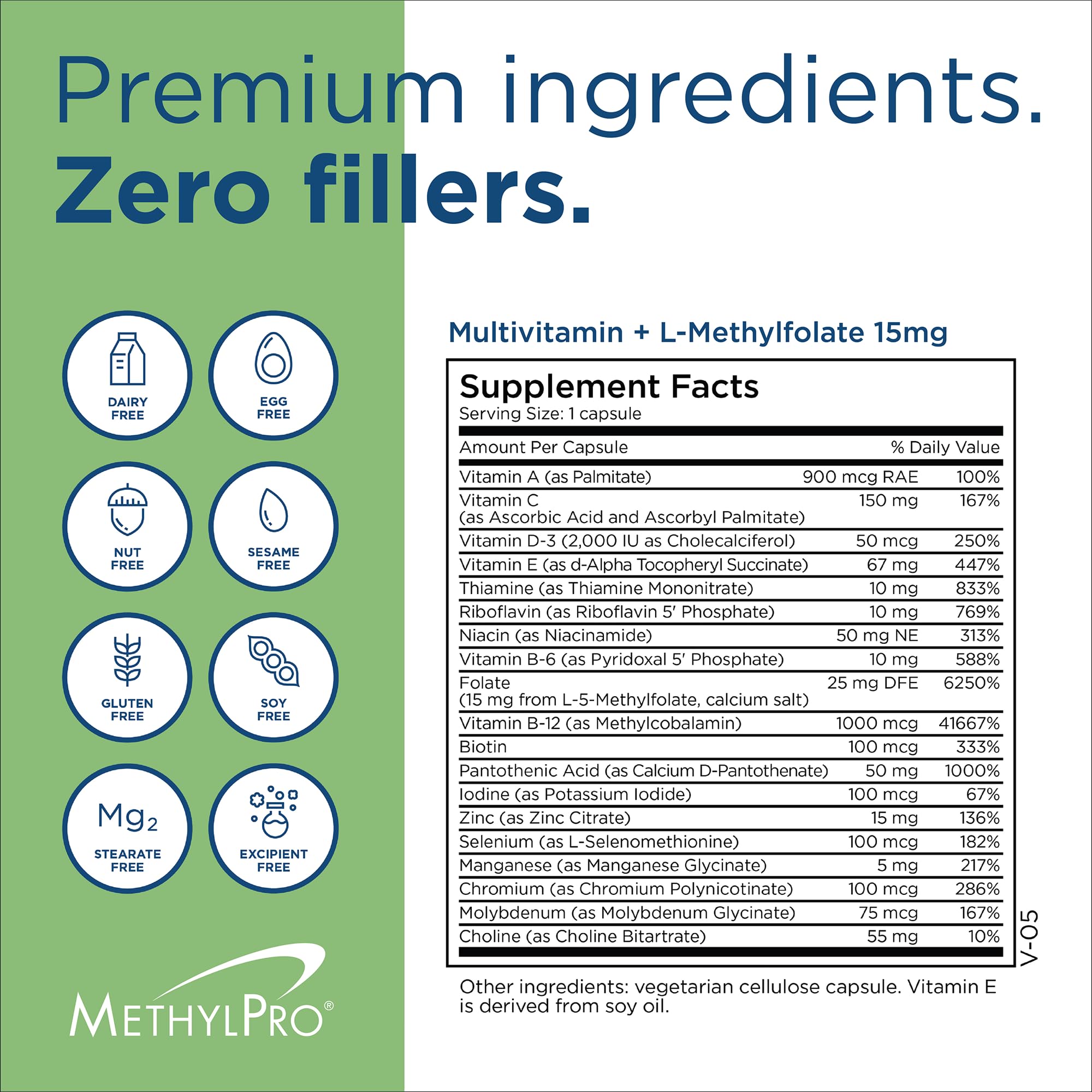 MethylPro Multivitamin + 15 mg Methylfolate – Iron-Free Multivitamin, 30 Capsules