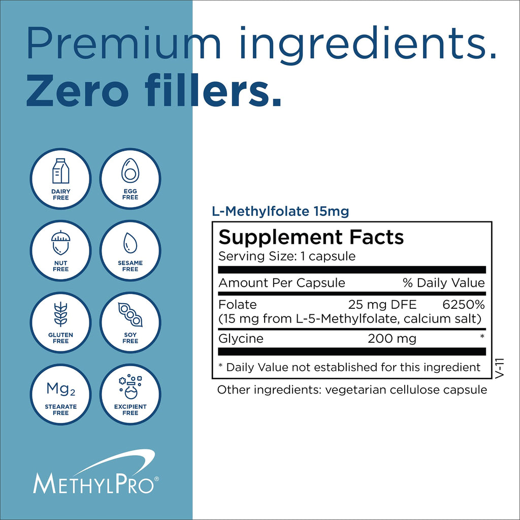 MethylPro L-Methylfolate 15 mg – 60 Capsules | Brain Health, Focus & Calm