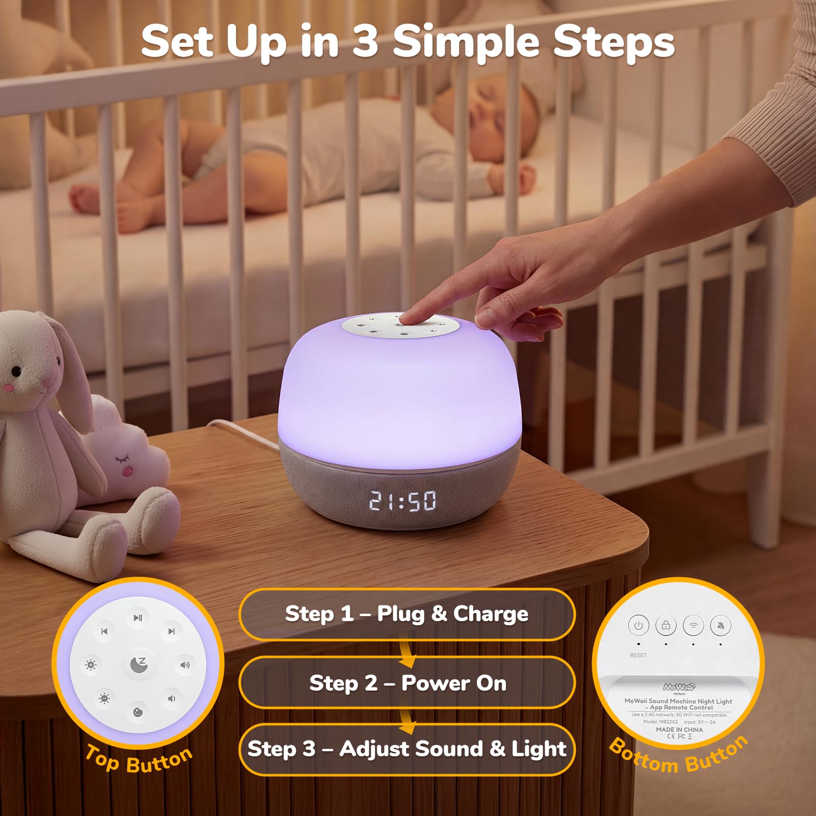 Mewaii 2025 Mom's Choice Award Sound Machine: Sunrise Alarm Clock, App Control, 360° RGB Night Light