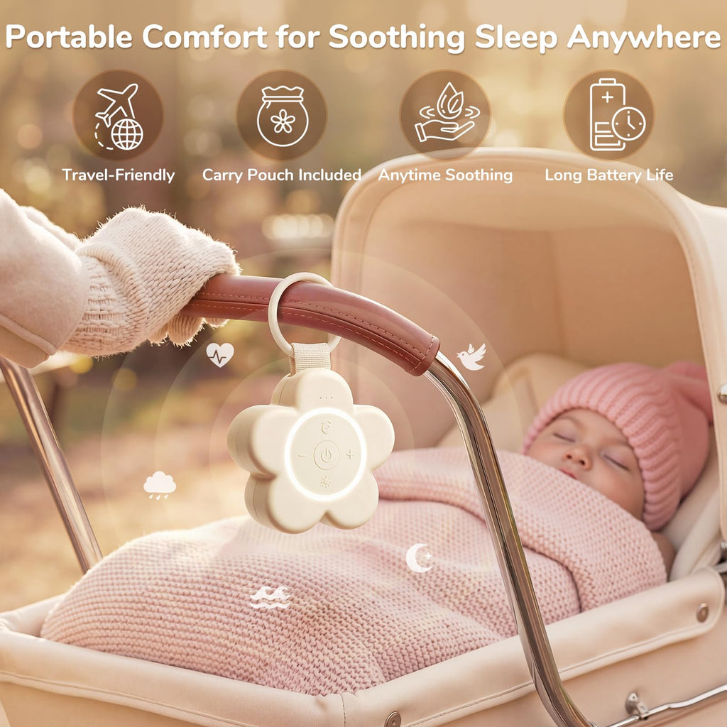 Mewaii Portable White Noise Machine for Baby — 25 Soothing Sounds, Night Light, 20+ Hours