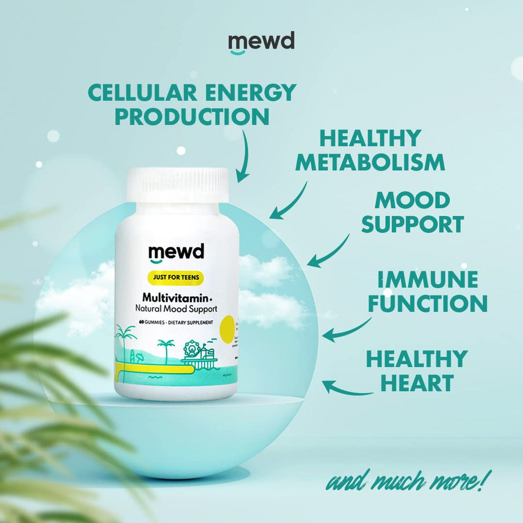 MEWD Teen/Kids Daily Multivitamin Gummy - Mood, Focus & Immunity | Vegan, Gluten Free, Made in USA