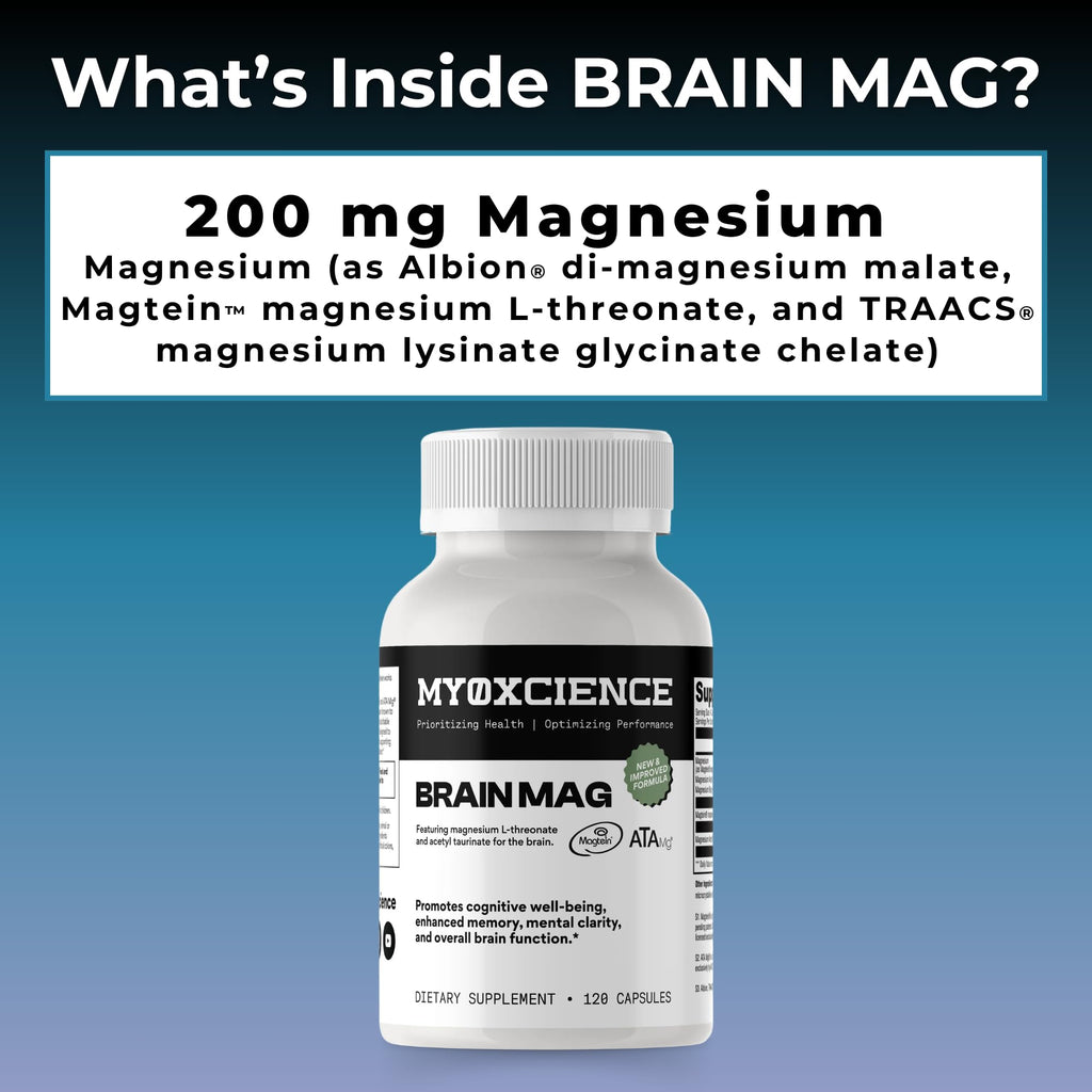 Magnesium L-Threonate + ATA Mag + Magnesium Glycinate | Cognitive Support, Memory & Mental Clarity | 120 Capsules