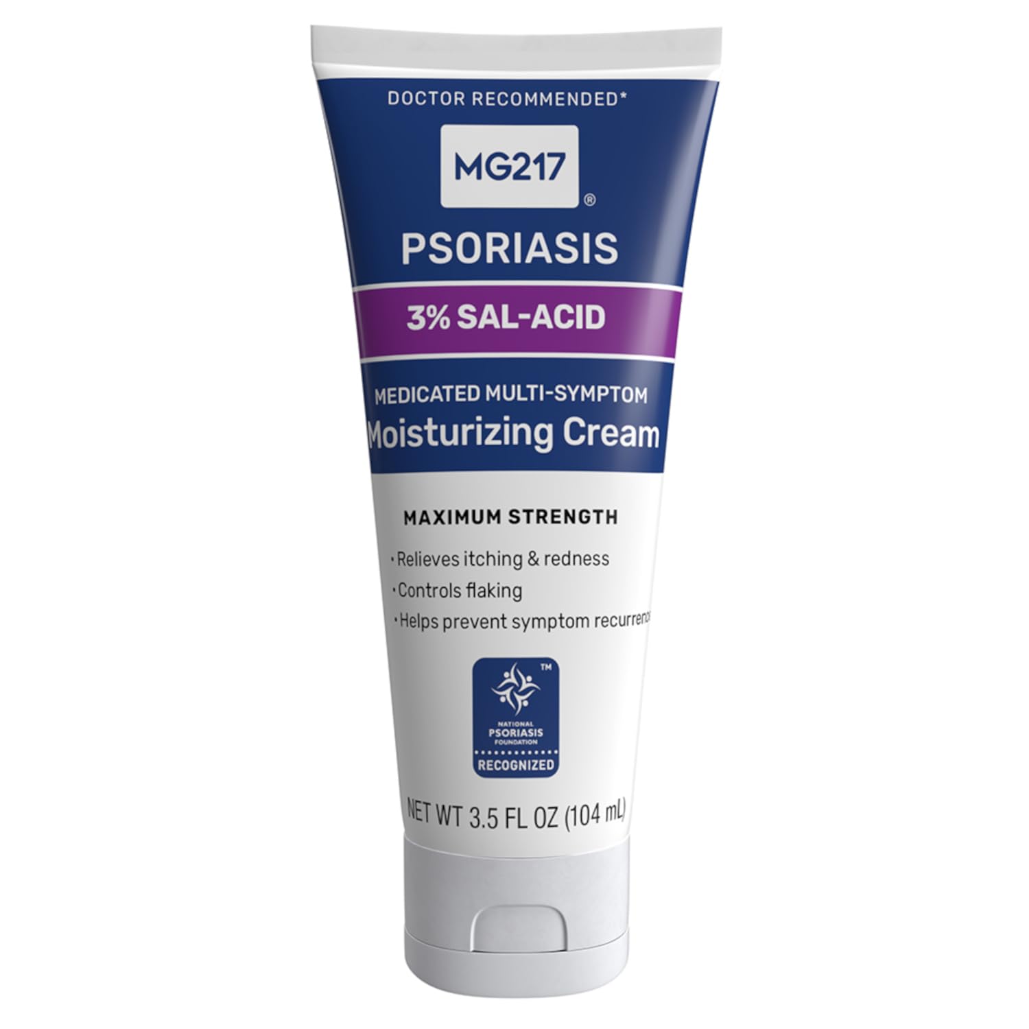 MG217 Medicated Moisturizing Psoriasis Cream – 3% Salicylic Acid, Fragrance Free, 3.5 oz