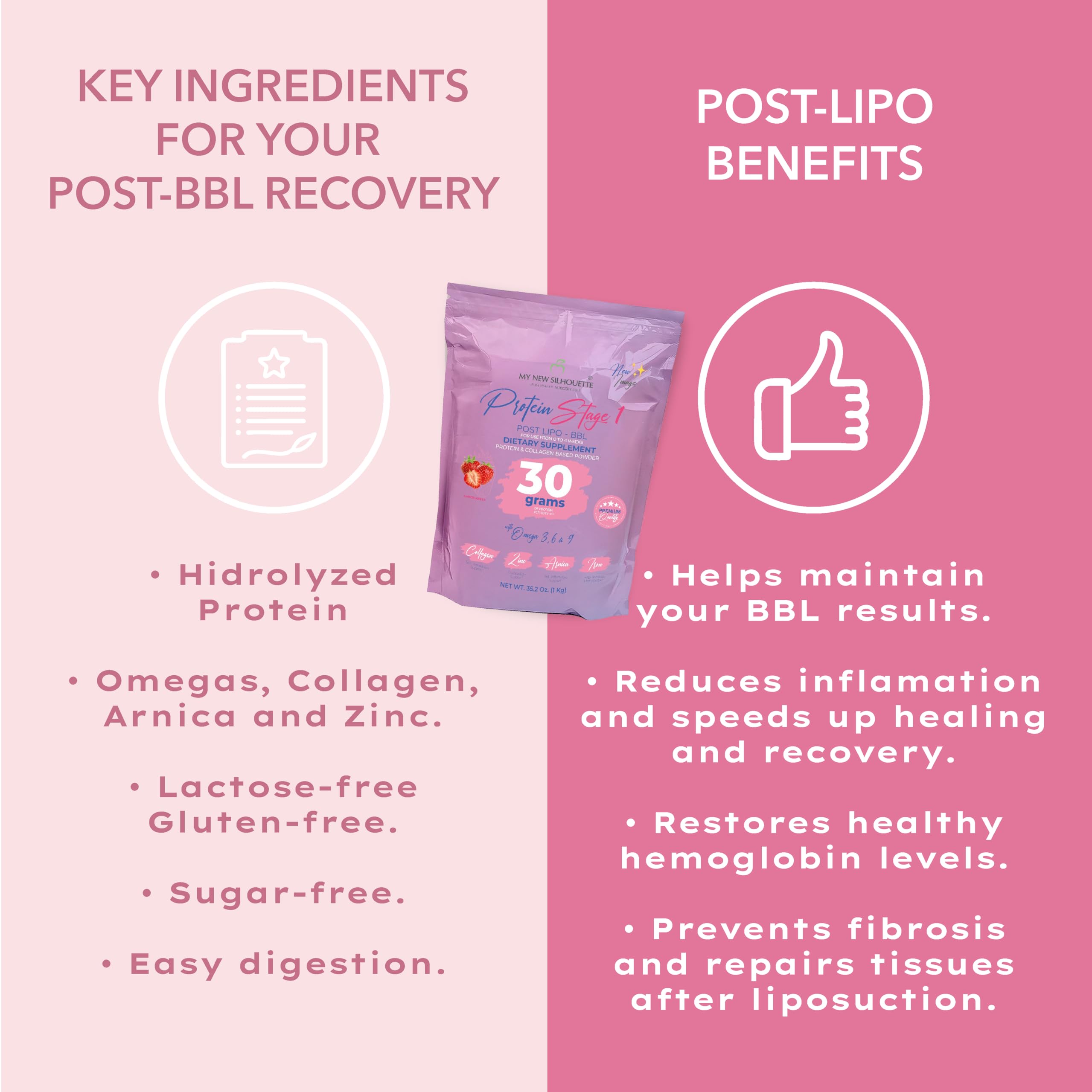 MI NUEVA SILUETA Lipotransfer Protein Stage 1 – Strawberry, 30 g per Serving