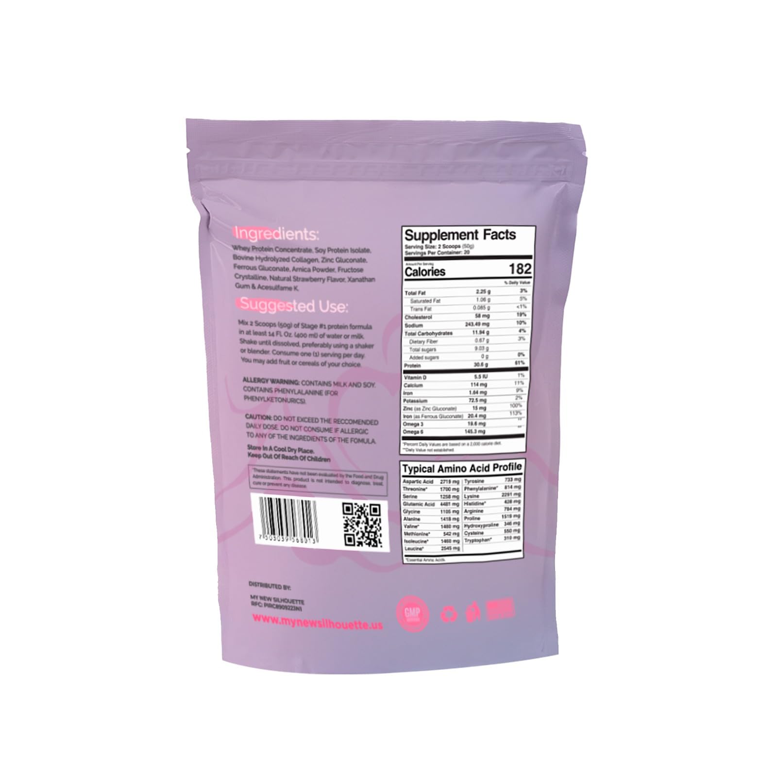 MI NUEVA SILUETA Lipotransfer Protein Stage 1 – Strawberry, 30 g per Serving